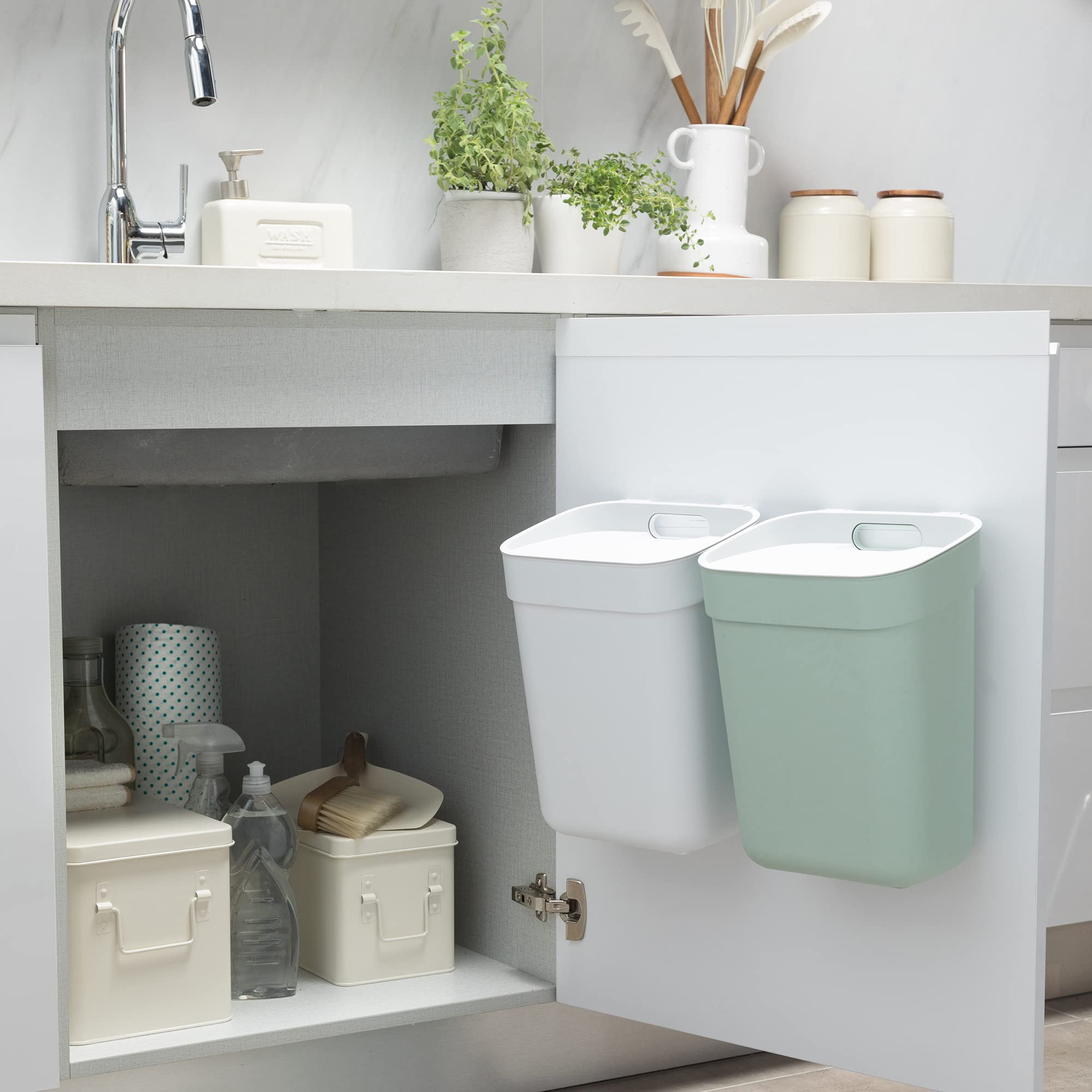 CURVER Ready to Collect 10L Kitchen Recycling Bin - Green with Light Grey Lid | 100% Recycled Plastic 5