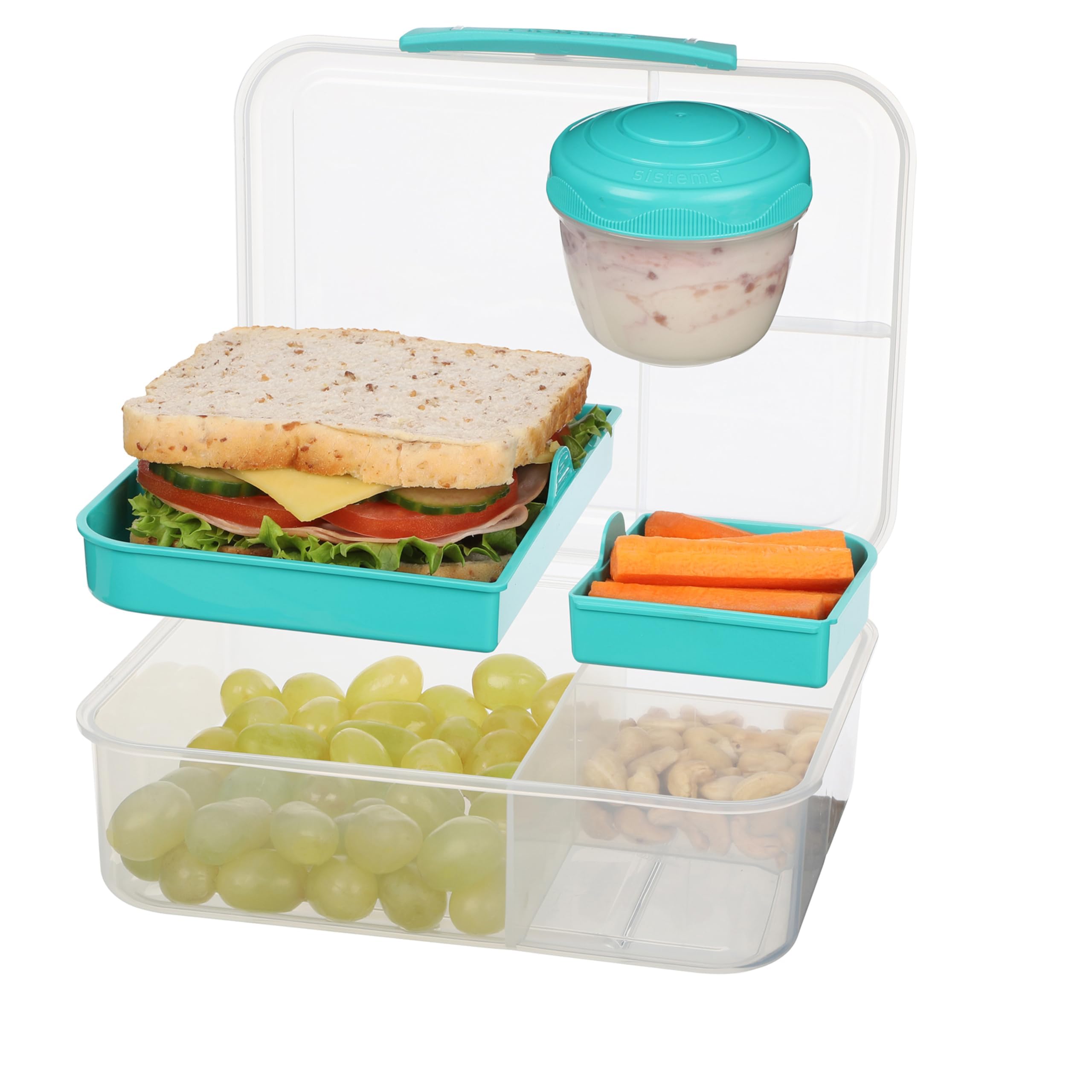 Sistema Bento Box Lunch Container - 1.65 L Capacity | Hinged Lid with Seal | Minty Teal 7