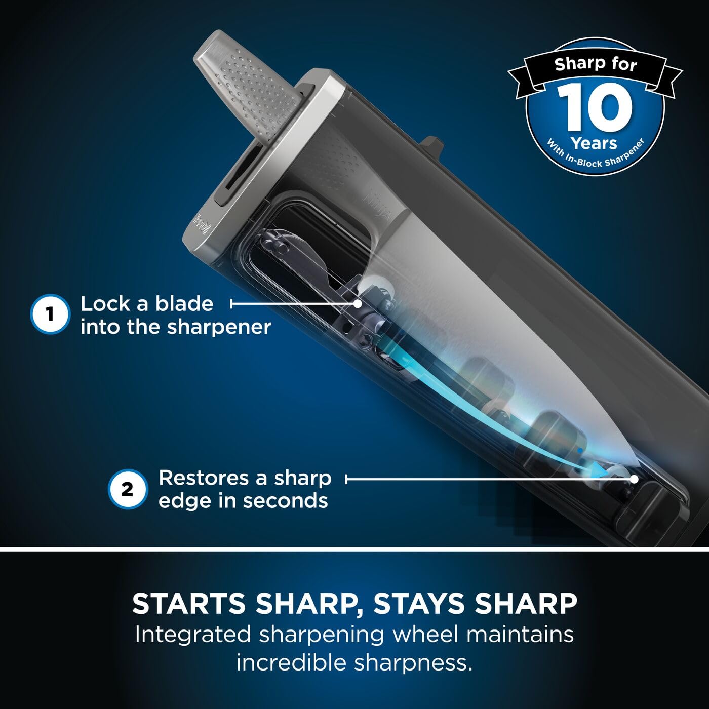 Ninja StaySharp 6-Piece Kitchen Knife Set with Integrated Sharpener and Scissors | German Stainless Steel 5