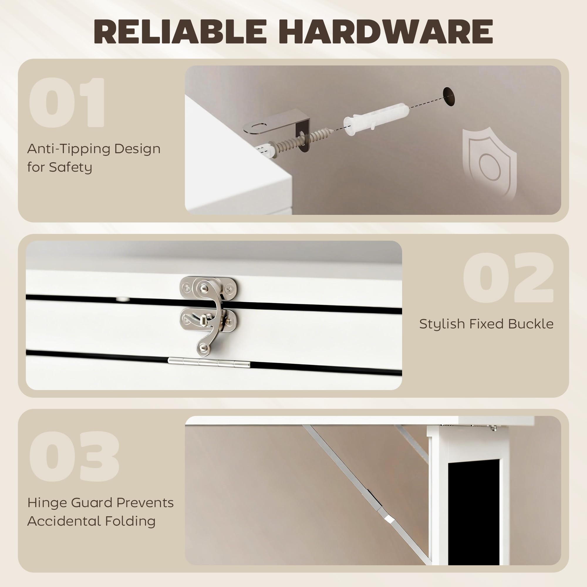 HOMCOM Wall Mounted Computer Desk - Space Saving Folding Study Table with Bookshelf | White | 98W cm 7