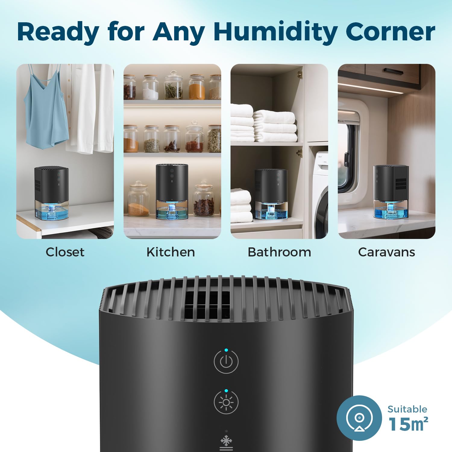 AROEVE Dehumidifier 990ml, Compact Quiet Small Dehumidifier for Bedroom | 450ml/Day Extraction | 28dB 3
