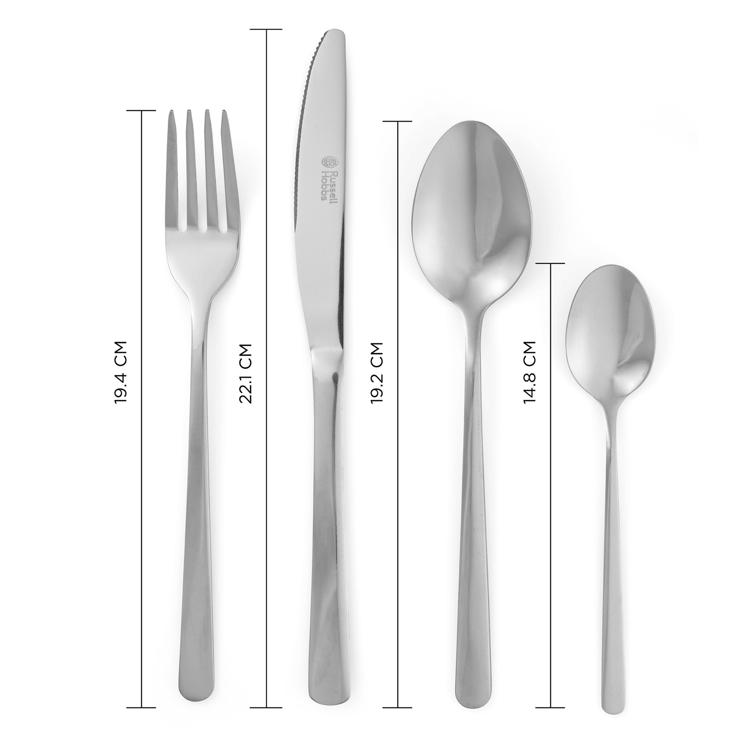 Russell Hobbs Vienna 24 Piece Stainless Steel Cutlery Set for 6 People | Mirror Polish Finish 7