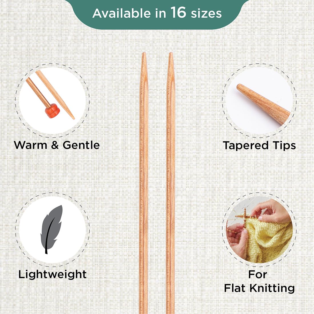 KnitPro Basix Birch Single Ended Knitting Needles - 25cm Length, 3.25mm Size | Beech Wood 3