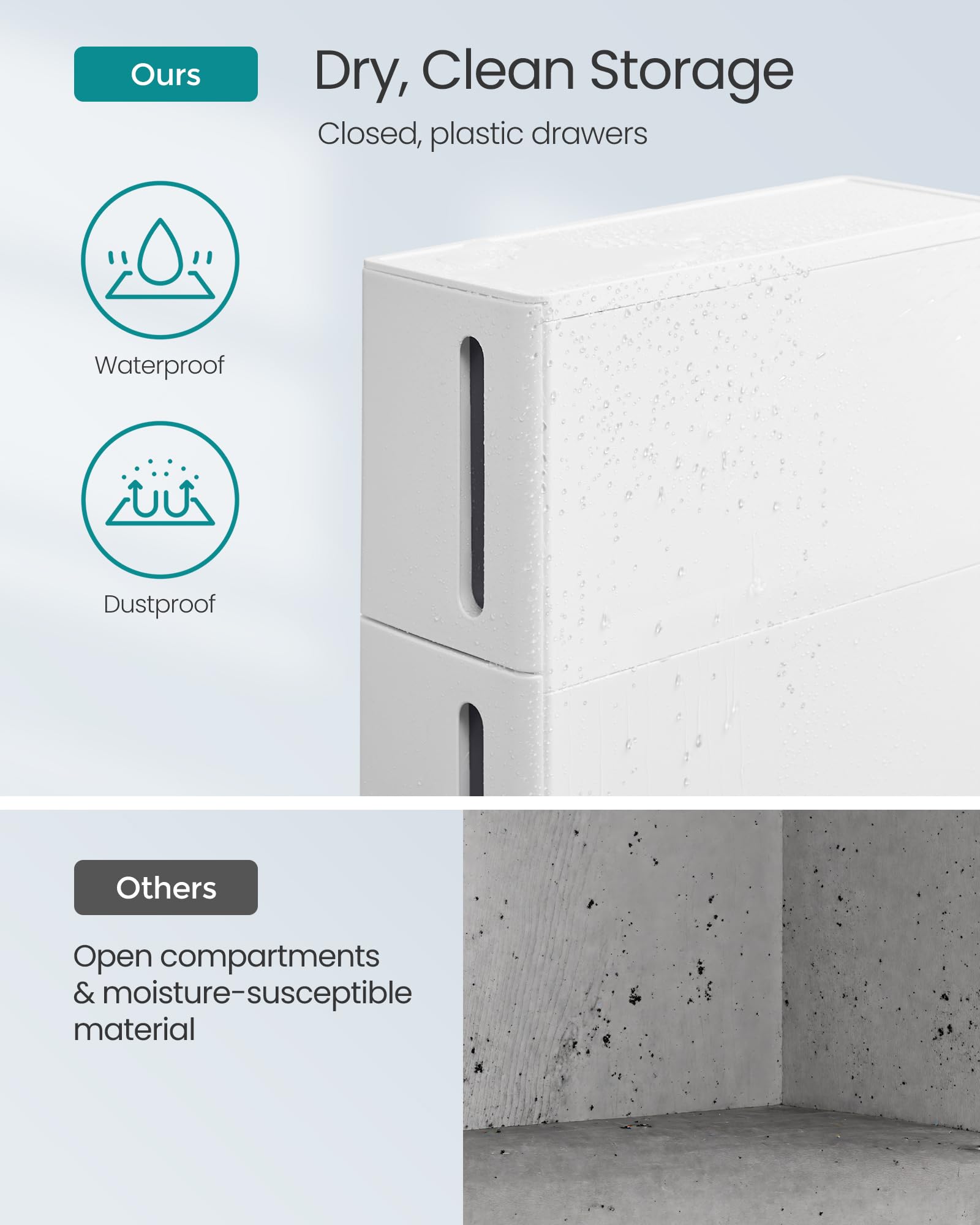 SONGMICS Narrow Kitchen Storage Cart - 4 Tier Plastic Drawers | Mobile | White + Grey 4
