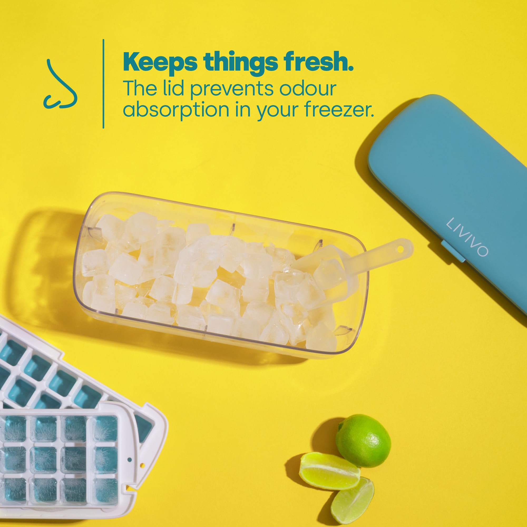 LIVIVO Ice Cube Tray with Lid and Storage - Makes 48 Cubes | Easy Press Release | BPA Free 5