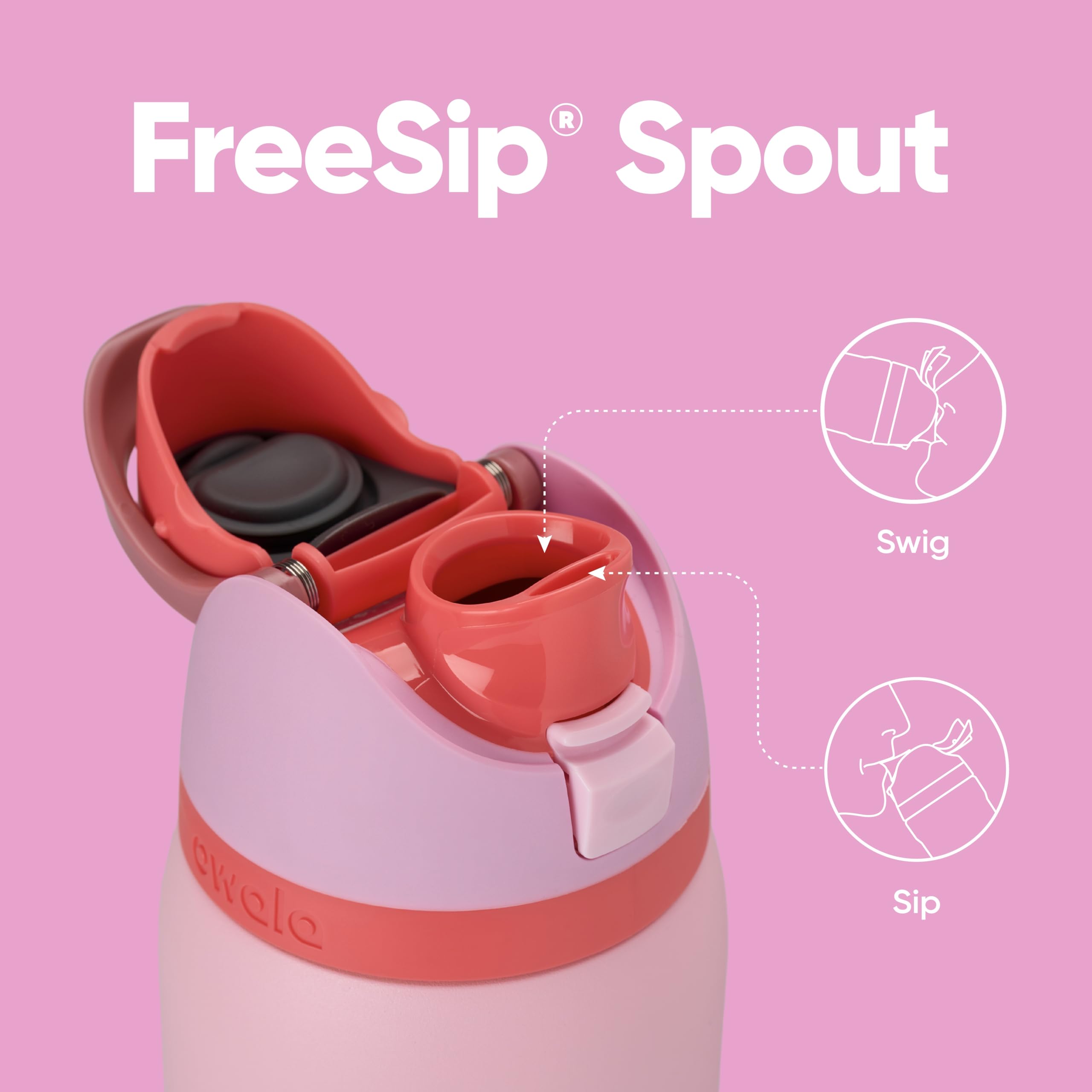 Owala FreeSip Insulated Stainless Steel Water Bottle with Straw, 945ml, Angel Food Cake