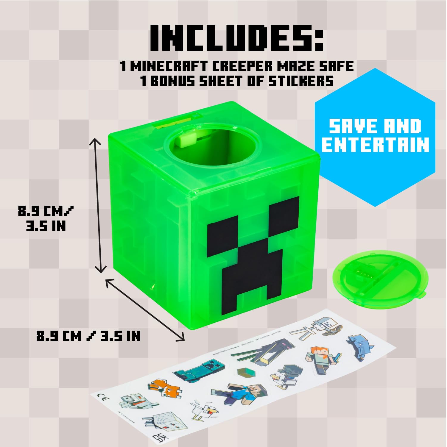 Paladone Minecraft Creeper Maze Safe - Officially Licensed Piggy Bank | Plastic | 9cm Tall 6