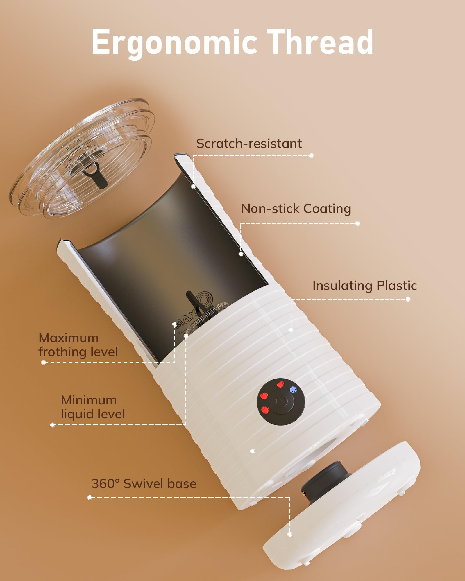 morpilot Automatic Milk Frother - 4 in 1 Hot/Cold Frothing | 400W Quiet Operation | Stainless Steel 6
