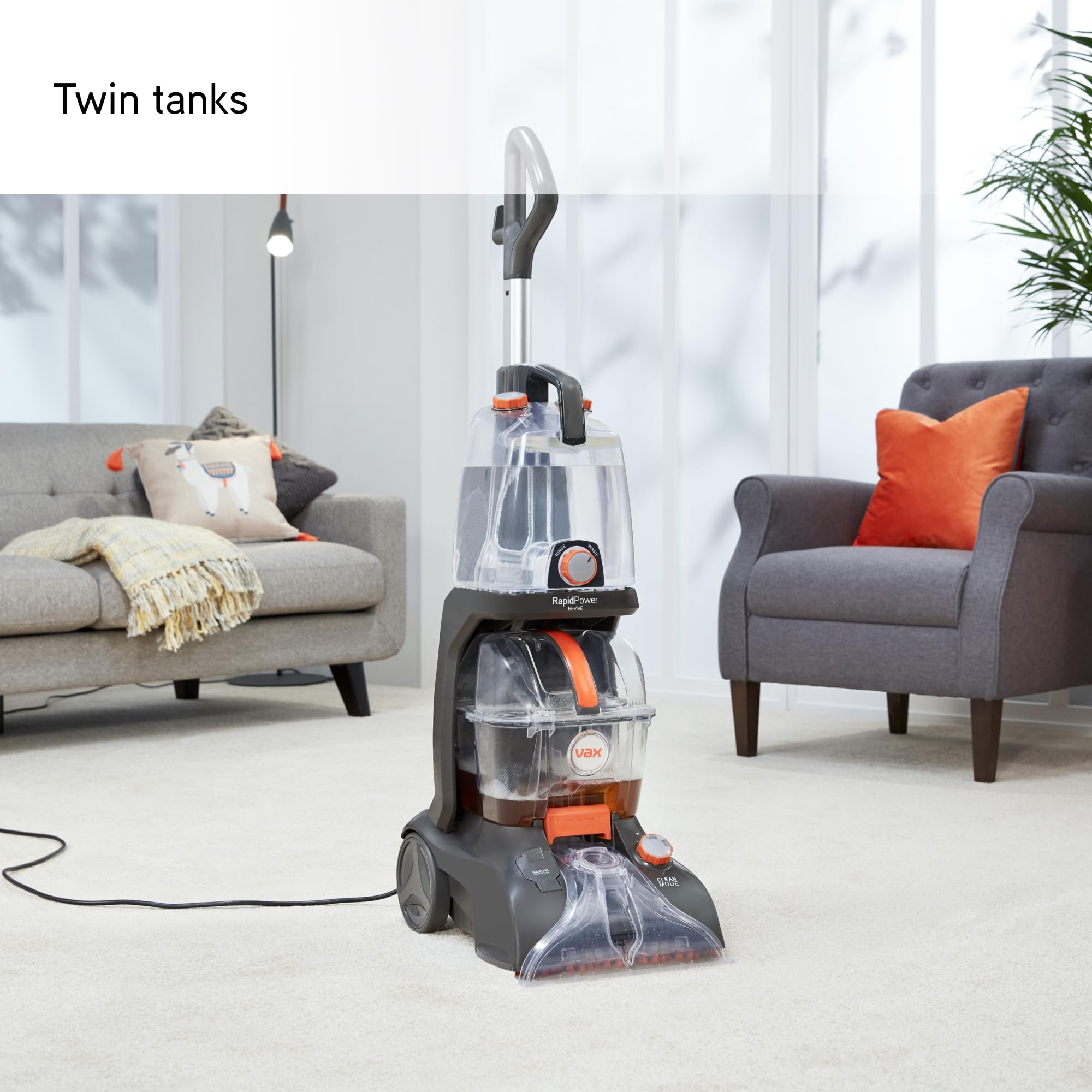 Vax Rapid Power Revive Carpet Cleaner Machine - 240W Power | 2.5L Capacity | Graphite 9
