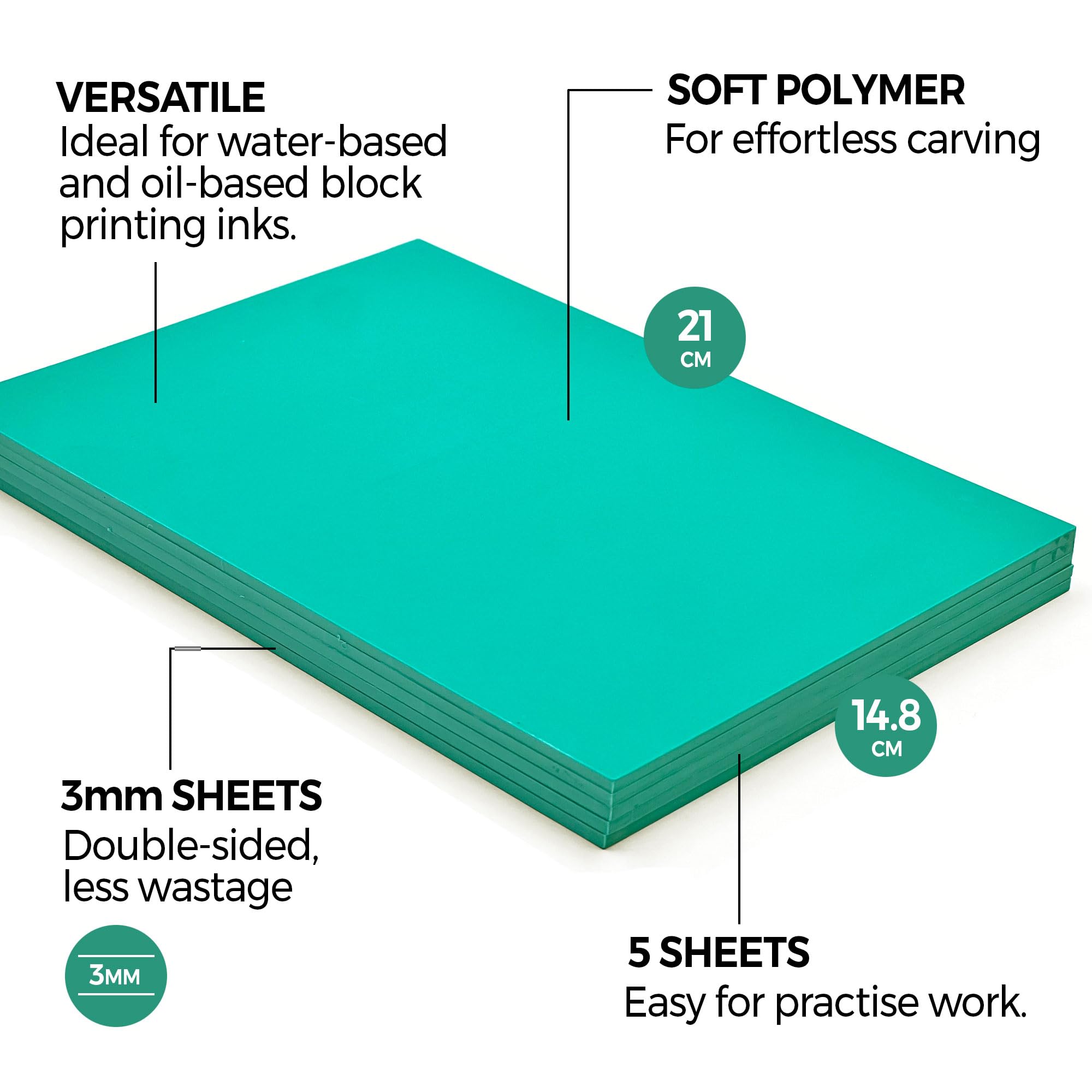 Zieler Lino Sheets - A5 Lino Printing Block Sheets | Double-Sided | 3mm Thick 2