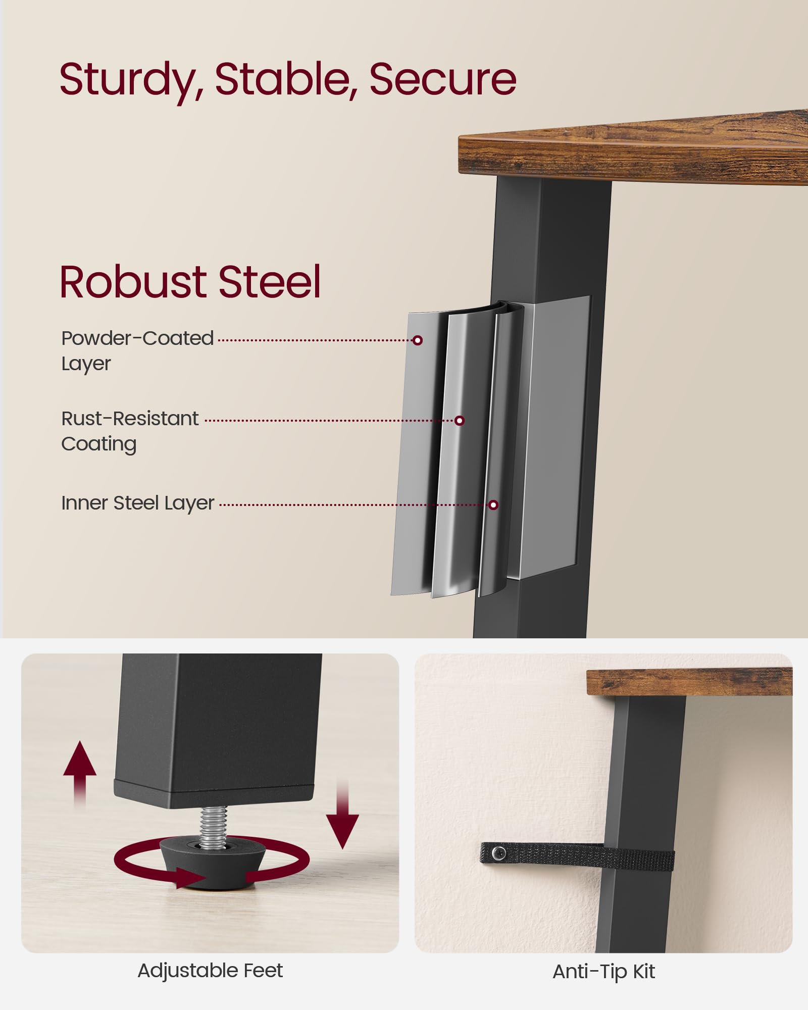 VASAGLE Industrial Corner Bookcase - 5 Tier Shelf | Rustic Brown & Black | LLS35X 5