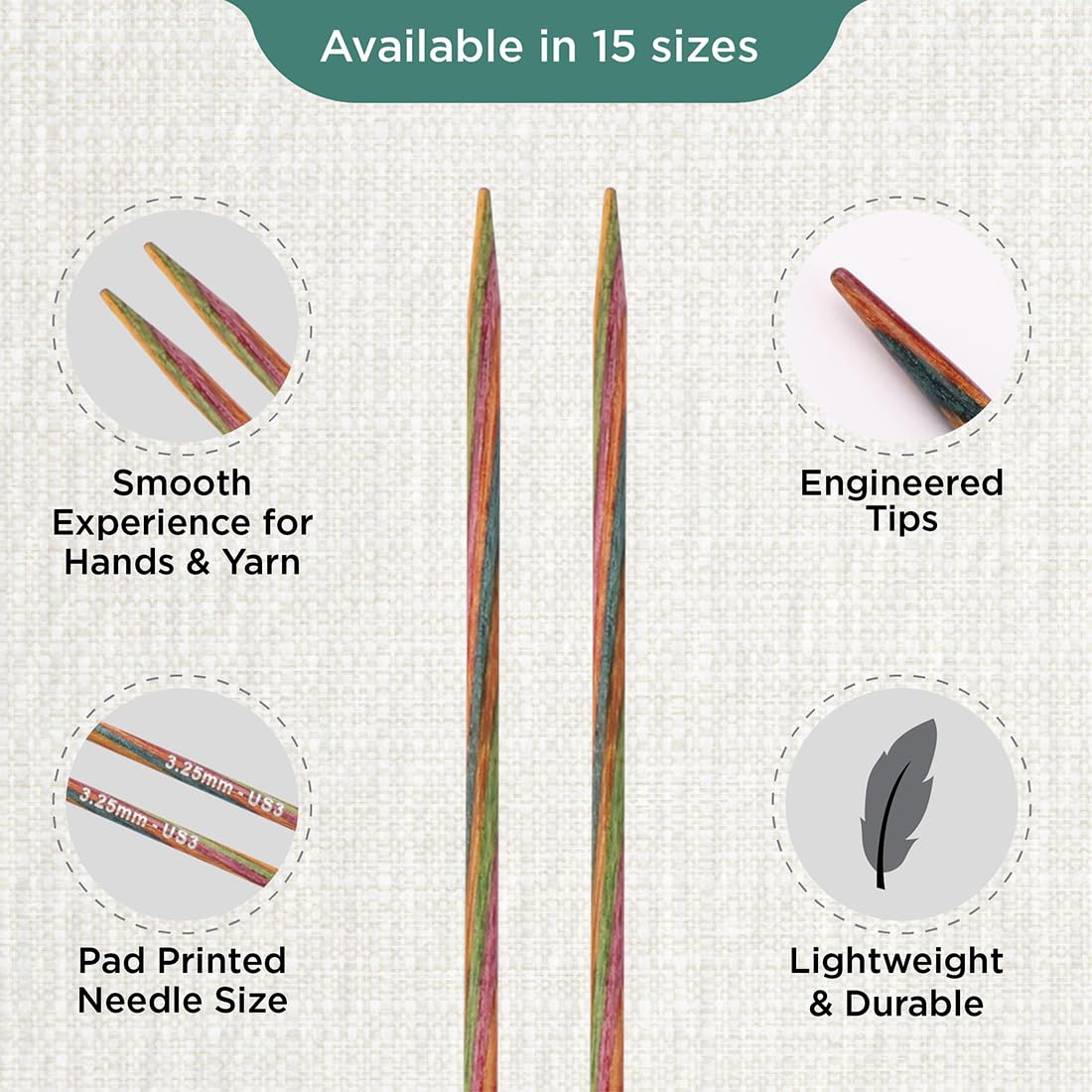 KnitPro Symfonie Single Pointed Knitting Needles - 3.25mm | 25cm Length | Birch Wood 3