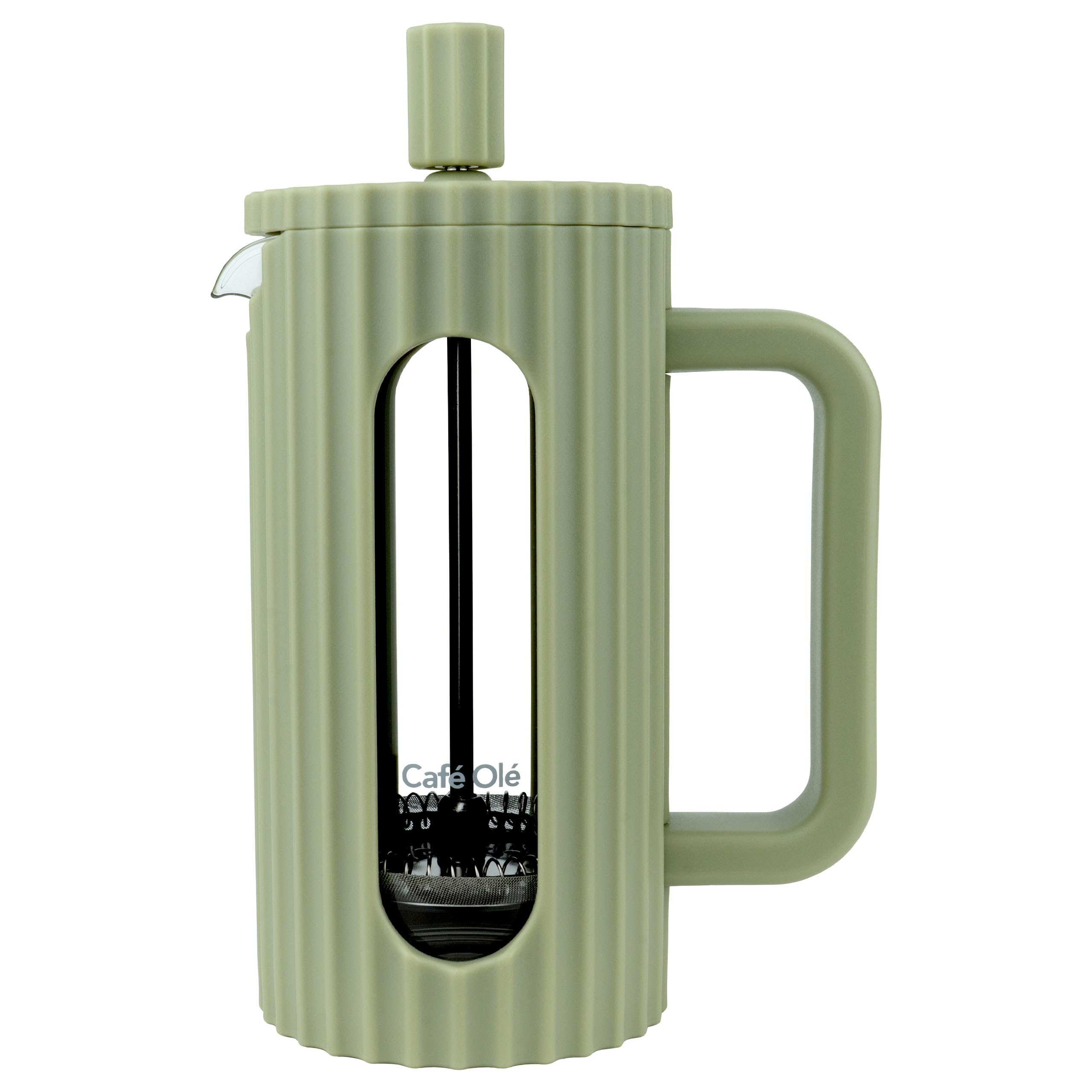 Café Olé Ciao Cafetière - 350ml Stainless Steel French Press | Green | Cool Touch Handle 1