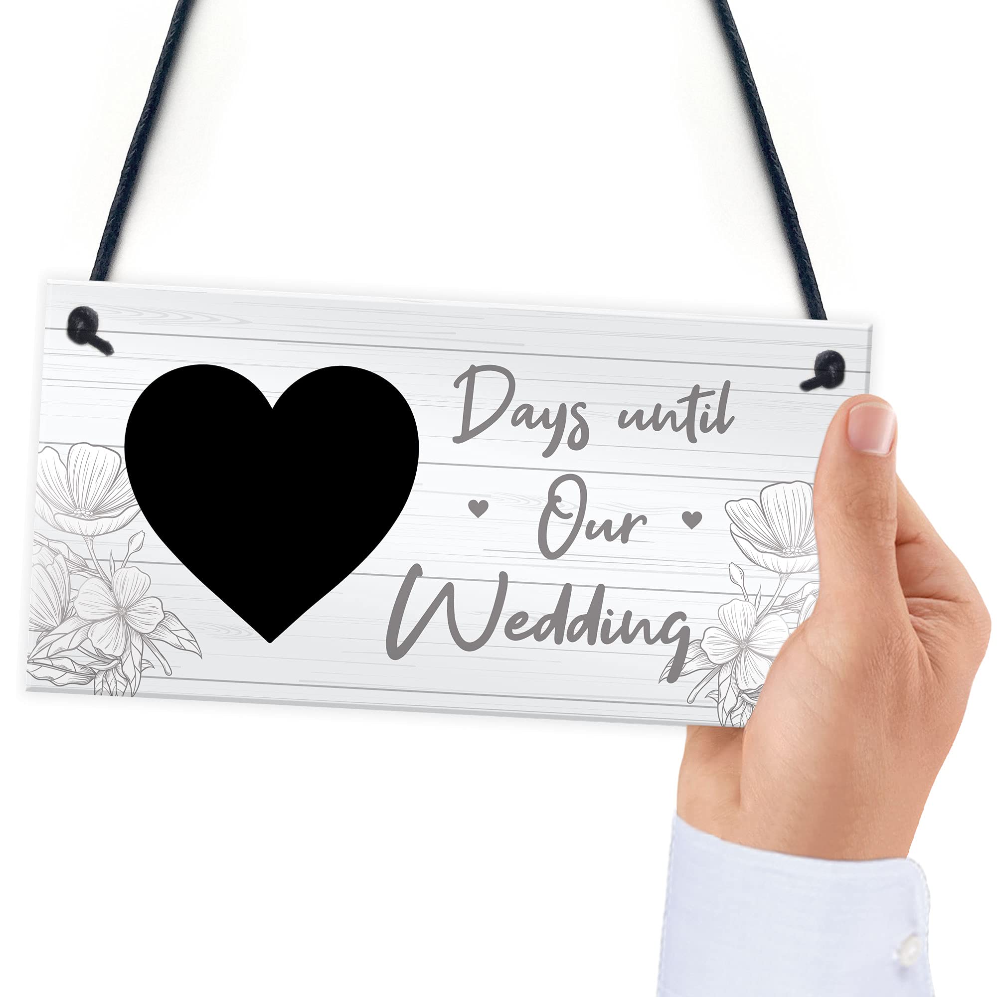 RED OCEAN Wedding Countdown Chalkboard Hanging Decor Sign | 20cm x 10cm PVC | Handmade in England 2