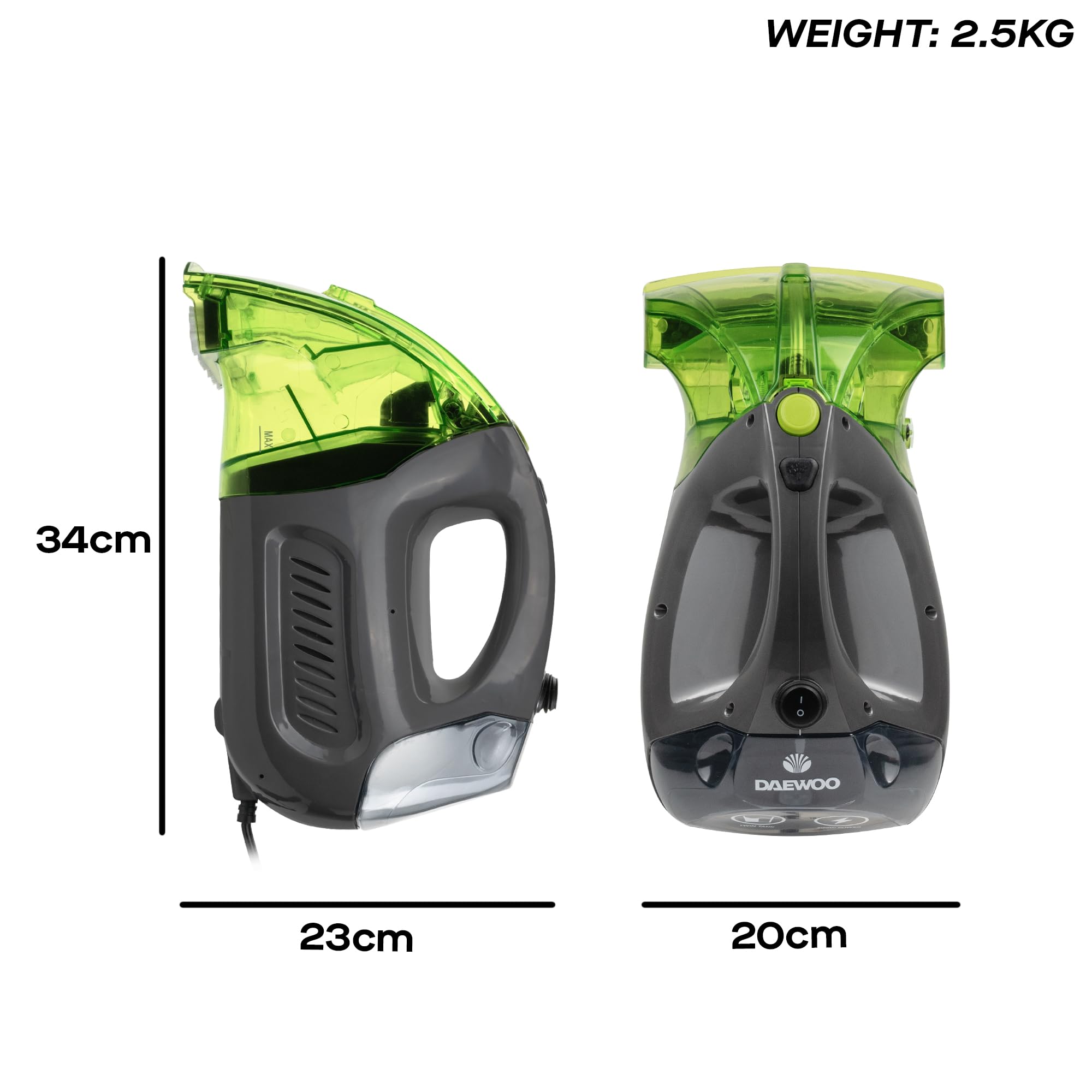 Daewoo Hurricane Stair Master Corded Spot Cleaner | 5m Cord | 480ml Clean Tank | 900ml Dirty Tank 6