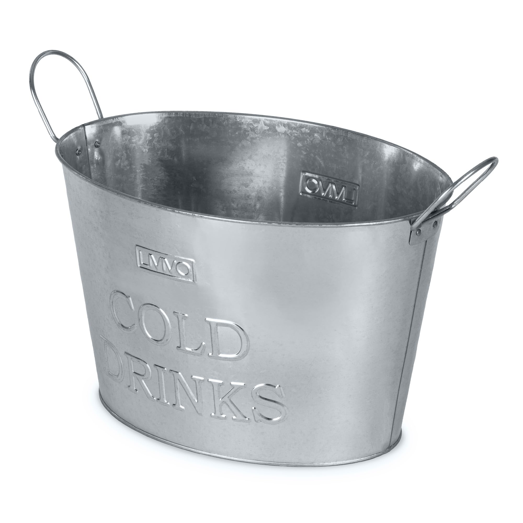LIVIVO Galvanised Steel Ice Bucket - 24L Capacity with Handles | Portable | Steel Color 1