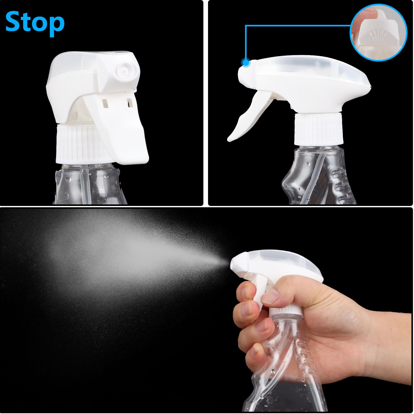 ASelected 2 Pack 500ml Transparent PET Fine Mist Plastic Spray Bottles for Cleaning and Gardening 4