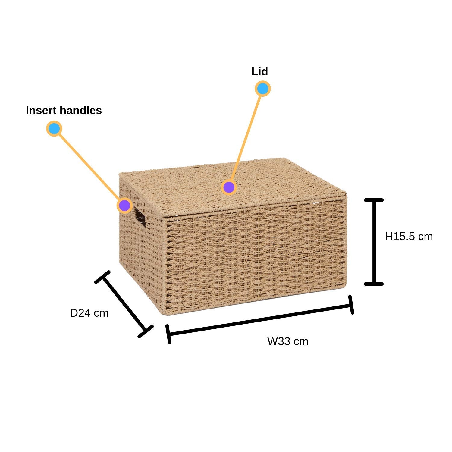 ARPAN Natural Paper Rope Storage Basket with Lid | L Size | Natural Color | WB-9694L 4