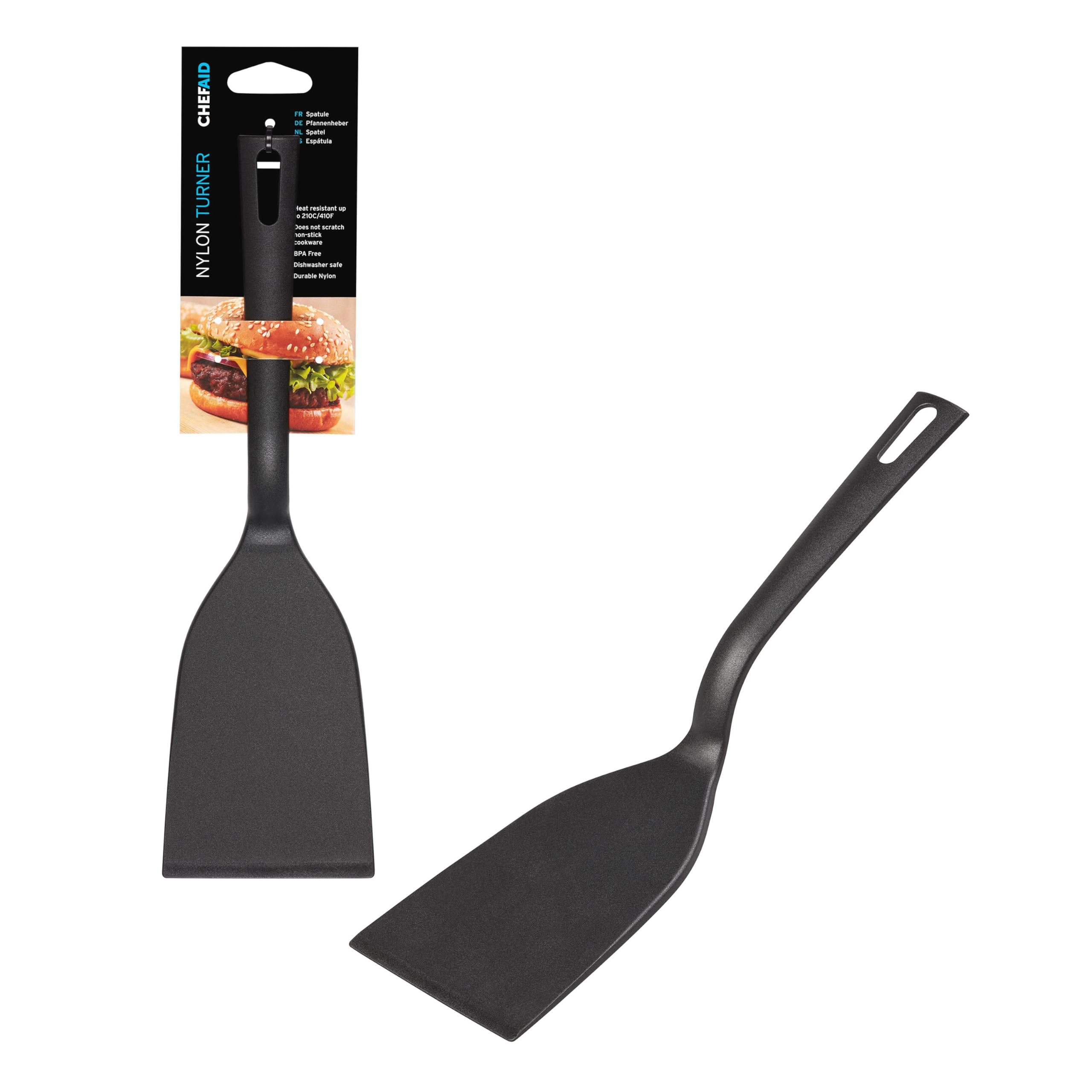 Chef Aid Nylon Flexible Turner - BPA Free, Non-Scratch, High Temp Safe up to 210°C | Black 8