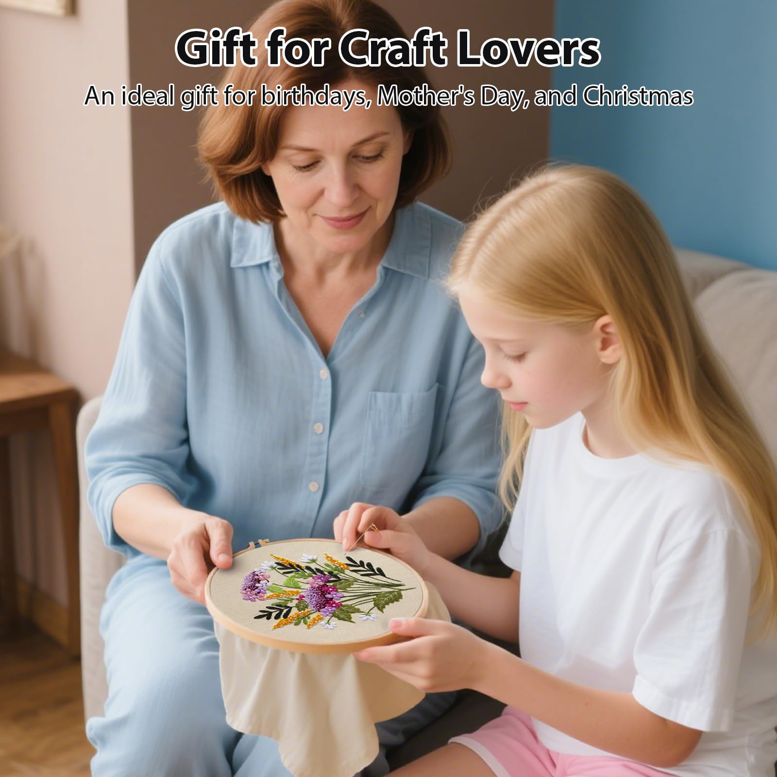 VynyQoo 4pcs Flower Embroidery Kits for Beginners Adults | Includes Hoop, Thread, Needles & Video Tutorial 4