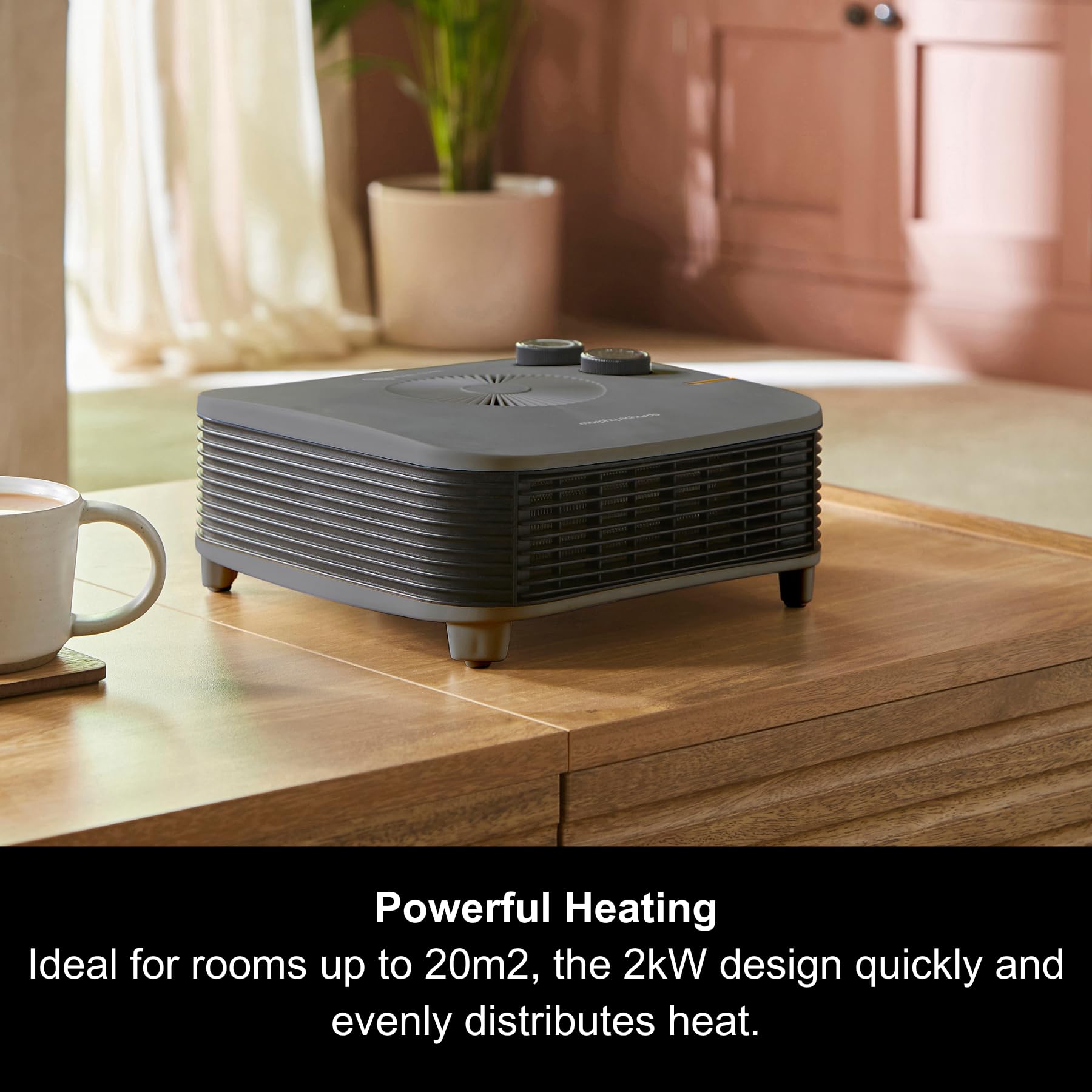 Morphy Richards HeatFlux 2000W Flat Fan Heater | Adjustable Thermostat | Grey 2