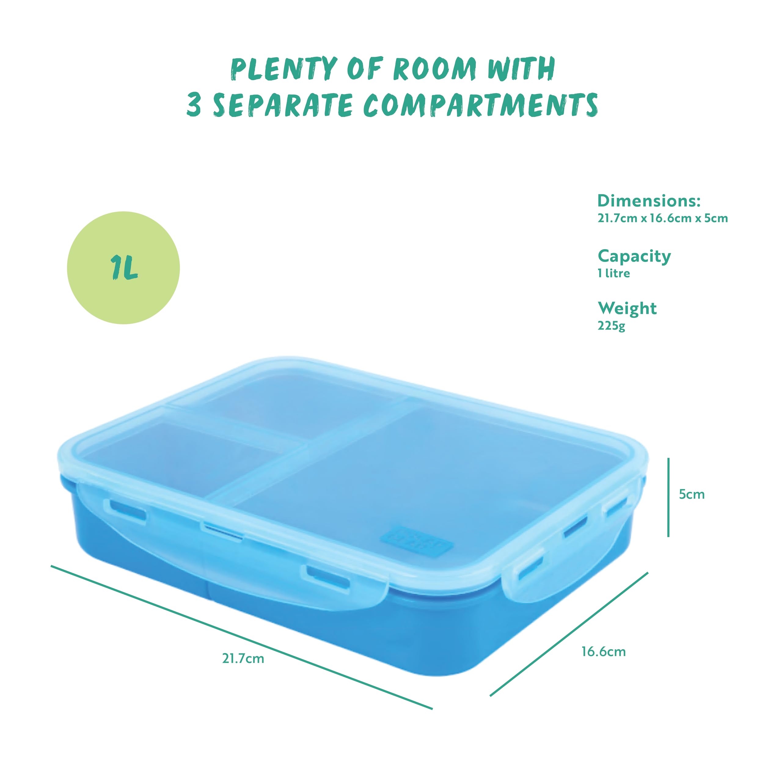 Polar Gear Decorate Me Lunch Box - 3 Compartments, Leakproof, Sky Blue/Azure | BPA-Free 3