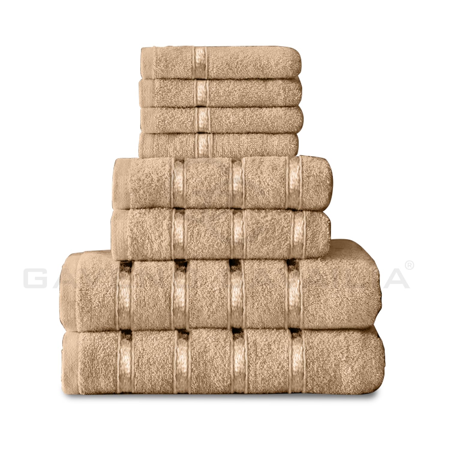 GC GAVENO CAVAILIA 8 Piece Towel Set - 450 GSM Quick Dry Cotton | Natural Color | Includes 4 Face, 2 Hand, 2 Bath Towels 7
