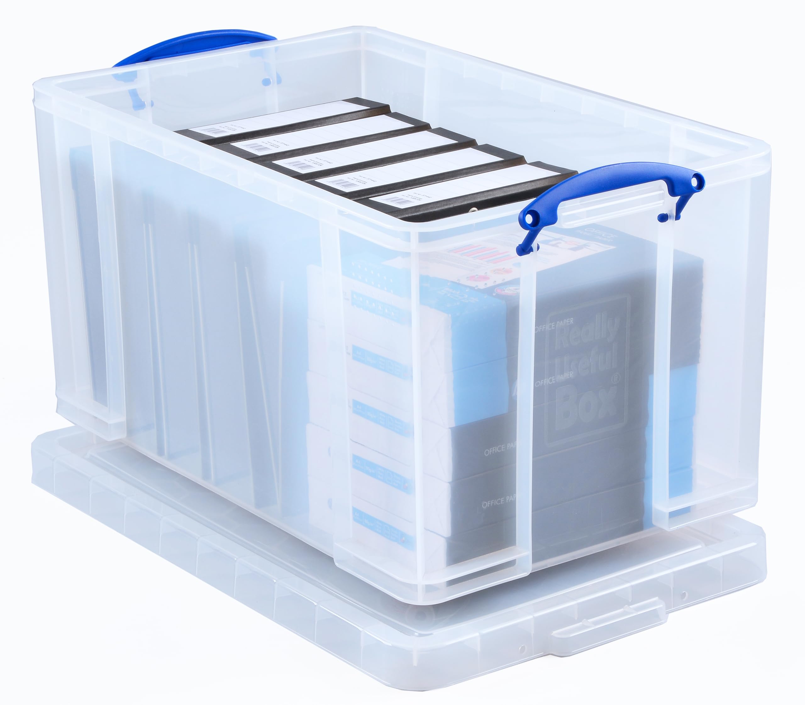 Really Useful Box Plastic Storage Box - 84 Litre Capacity, Clear, Pack of 2 4