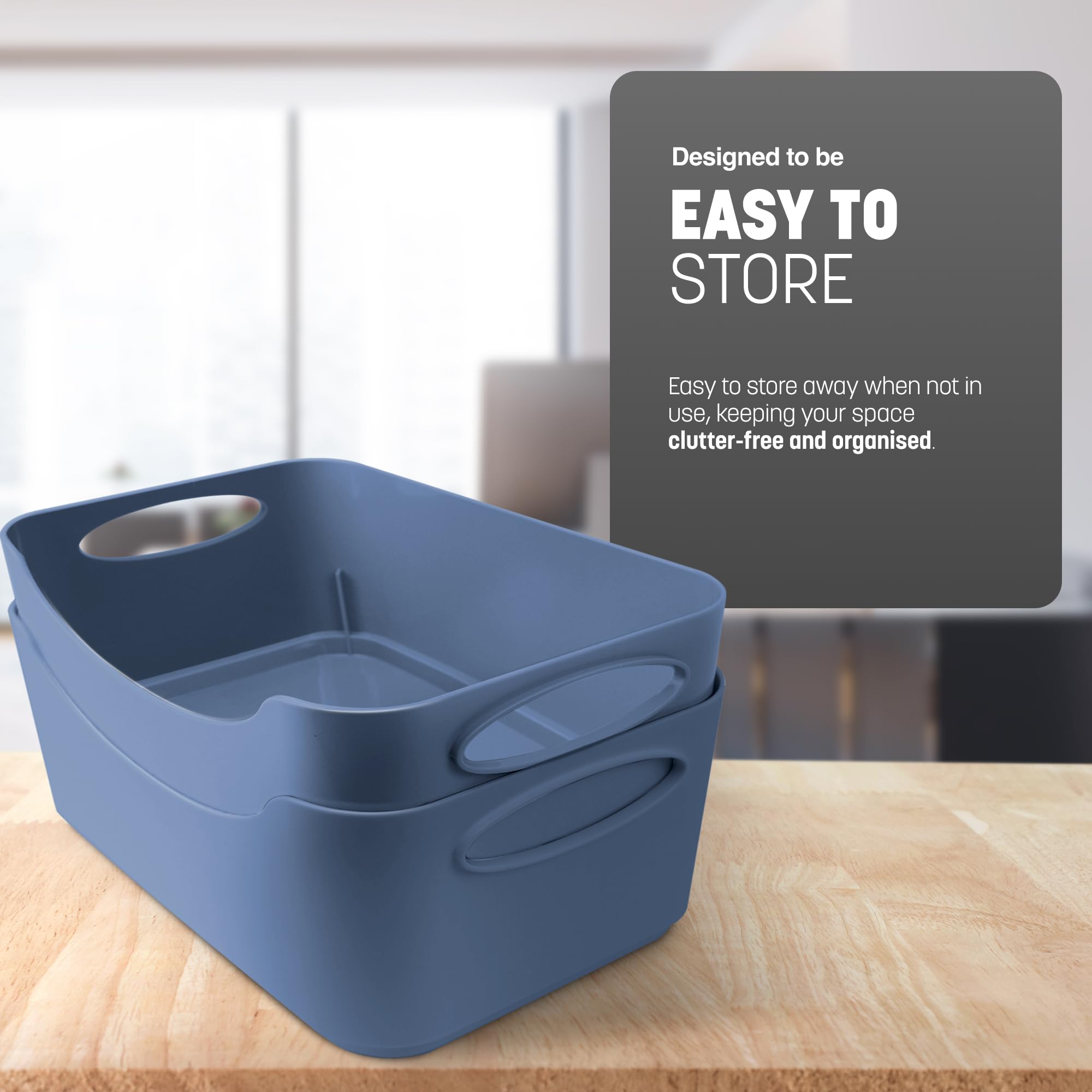 KEPLIN Studio Baskets - 5 Pack Plastic Shelf Organisers | Sturdy Handles | 25.5 x 17 x 11 cm 4