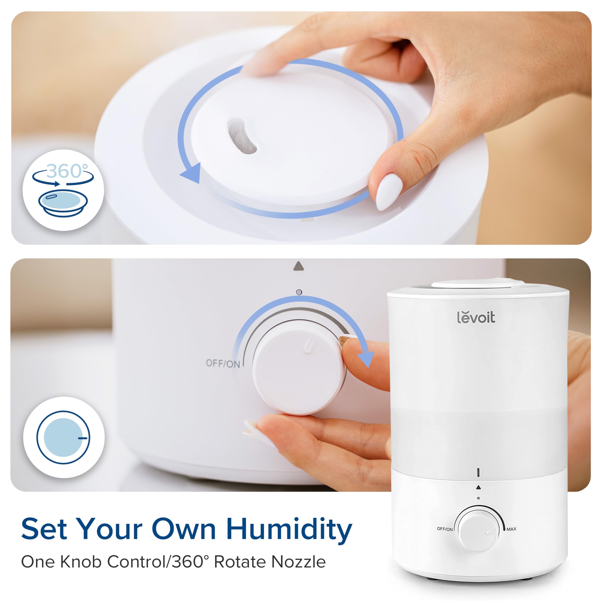 Levoit Dual 150 Humidifier & Diffuser - 3L Tank, 25-Hour Run Time, Ultra-Quiet Operation 7