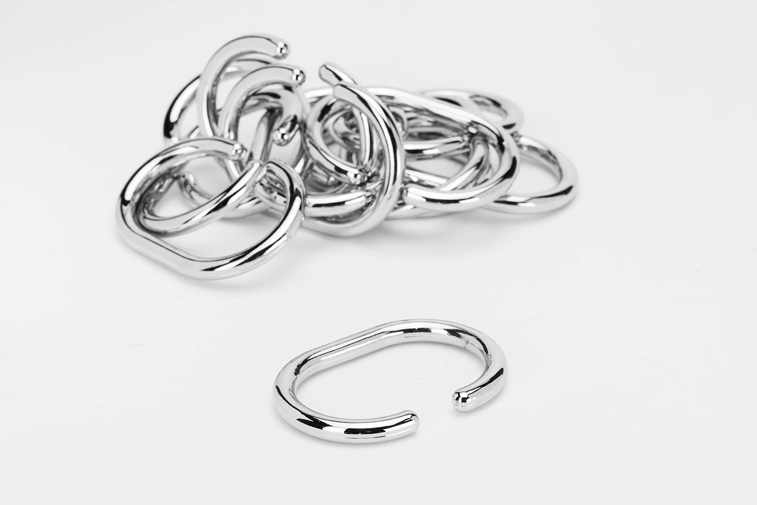 Croydex AK142141 Shower Curtain Rings - Chrome Finish | Set of 12 | Fits Rods up to 29mm 5