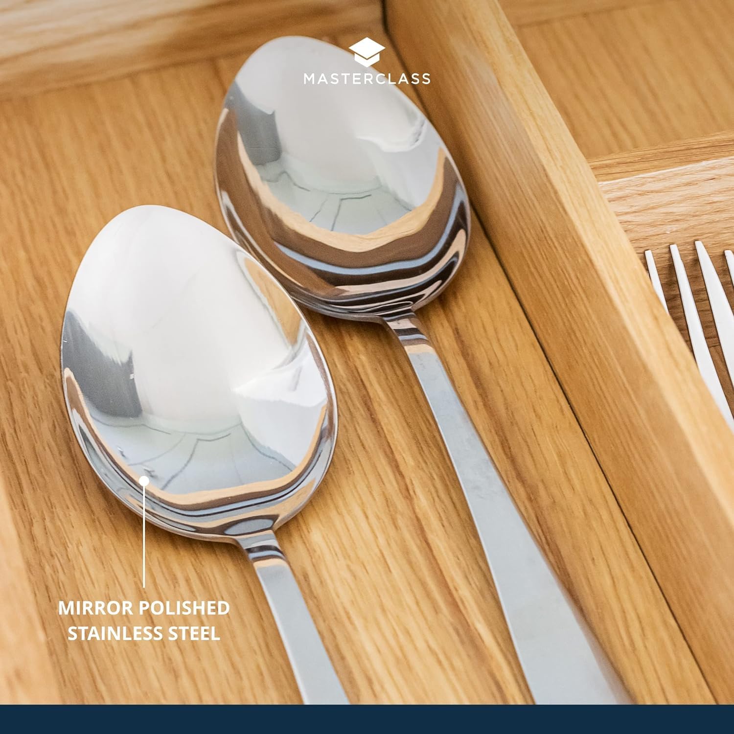 MasterClass Stainless Steel Serving Spoons - 2 Piece Set, 23.5 cm Length | Dishwasher Safe 5