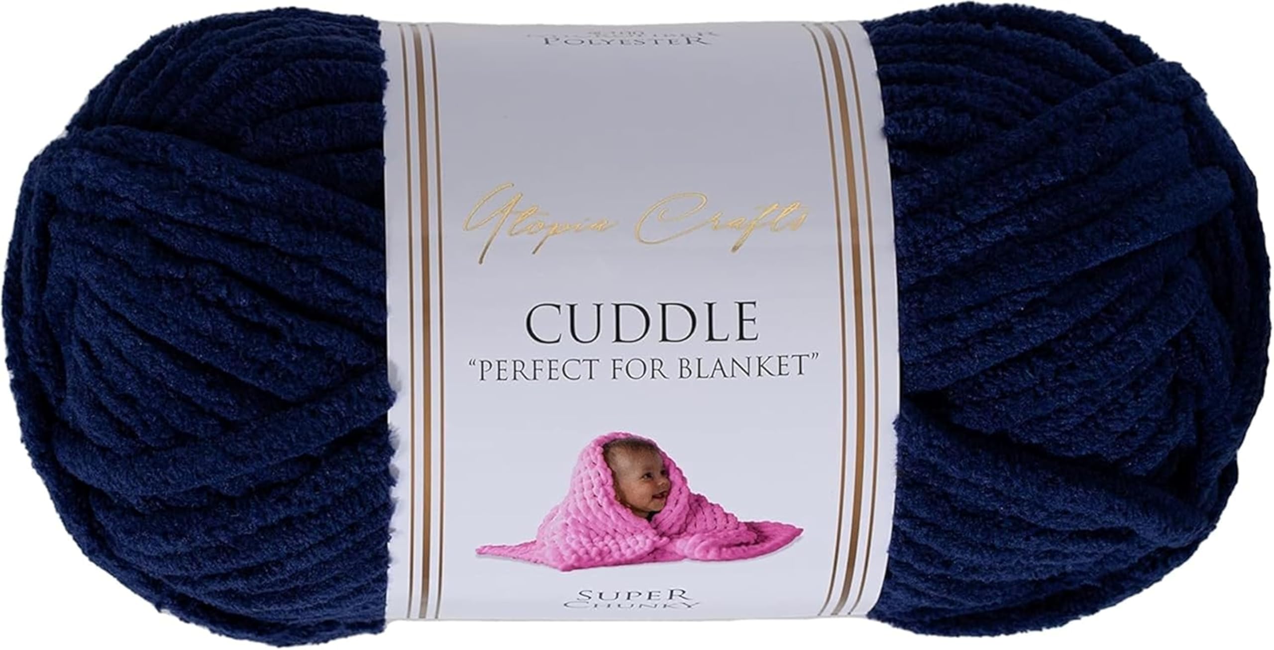 Utopia Crafts Cuddle Super Chunky Chenille Yarn - Navy Blue | 100g Skein | Polyester 1