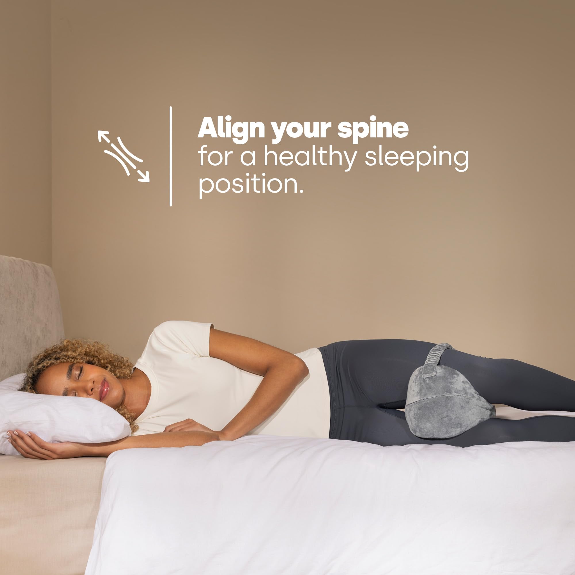 LIVIVO Comfortable Memory Foam Leg Knee Pillow - Orthopaedic Support | Adjustable Strap | Grey 5