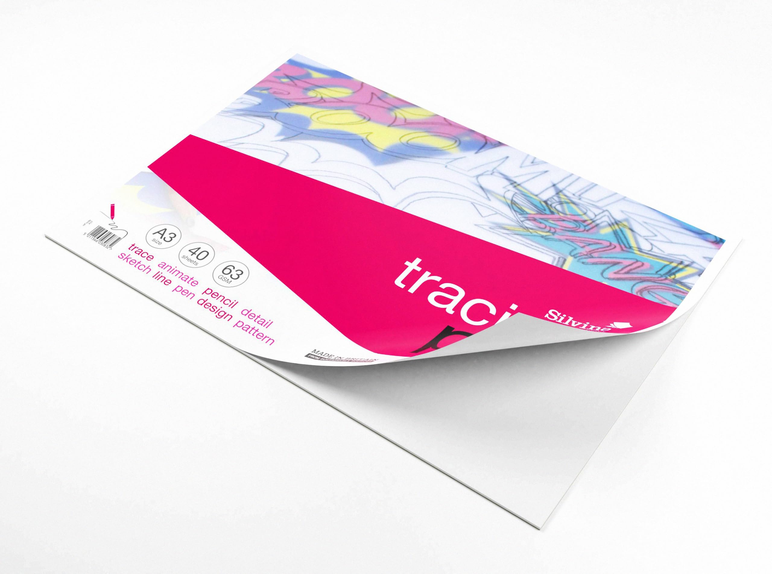 Silvine A3 Everyday Tracing Pad - 40 Sheets Lightweight 63gsm Paper for Tracing & Sketching 4