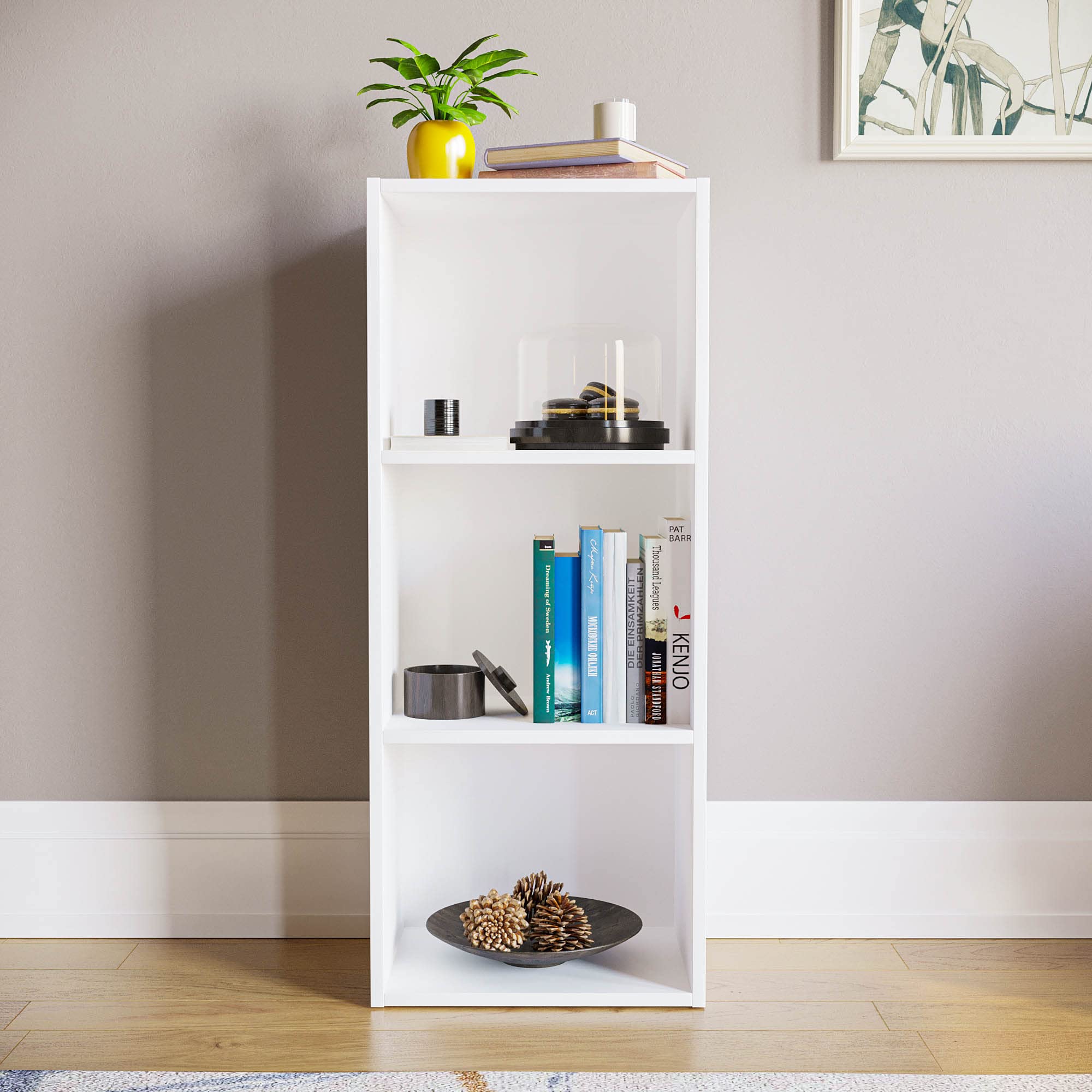Vida Designs Oxford 3 Tier Cube Bookcase - White Engineered Wood | H 80 x W 32 x D 24 cm 2