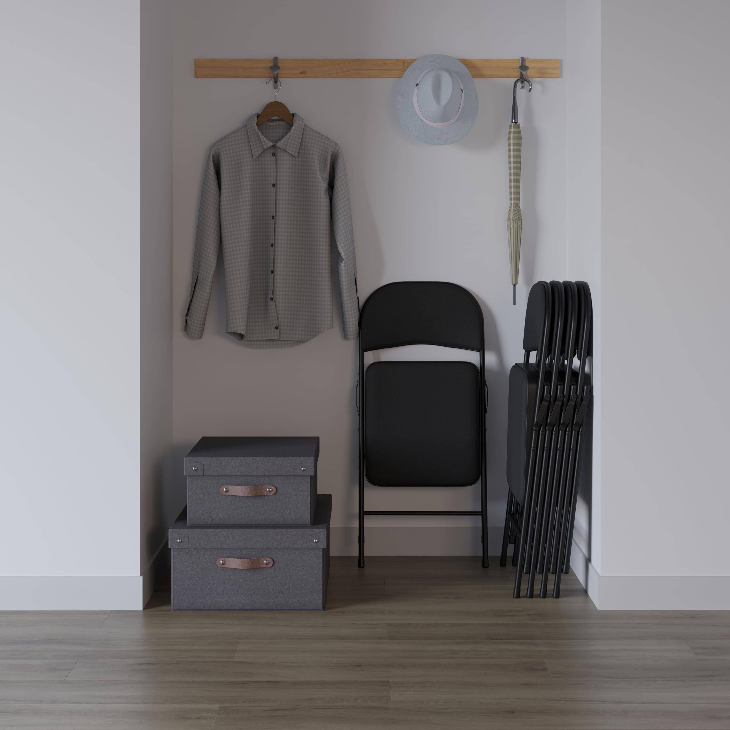 Build Rapido Padded Folding Chair - Heavy Duty Steel Frame | Black | Oversized 6
