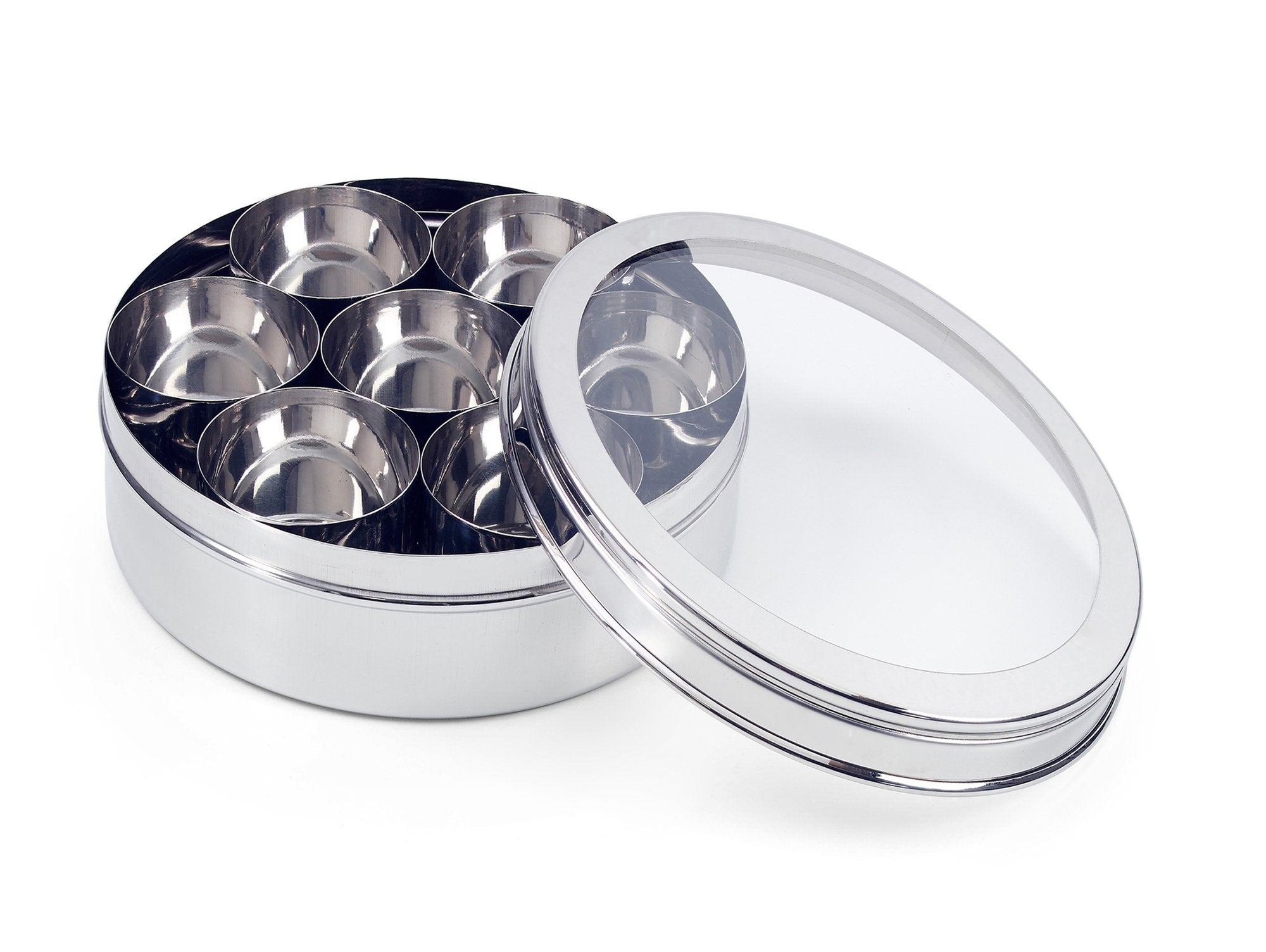 Zinel 7200 Stainless Steel Spice Box/Masala Dabba with 7 Compartments | 16cm Diameter | Silver 2