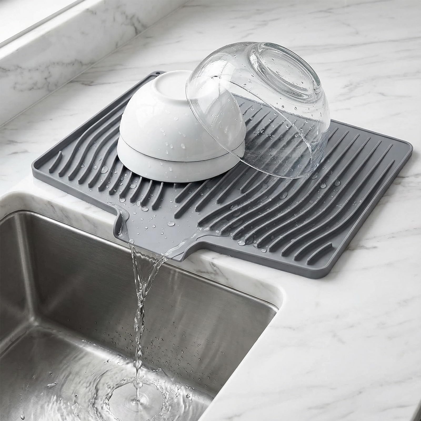 Woobroo Silicone Dish Drying Mat - Non-Slip, Heat-Resistant, Grey | 48x35 cm 1