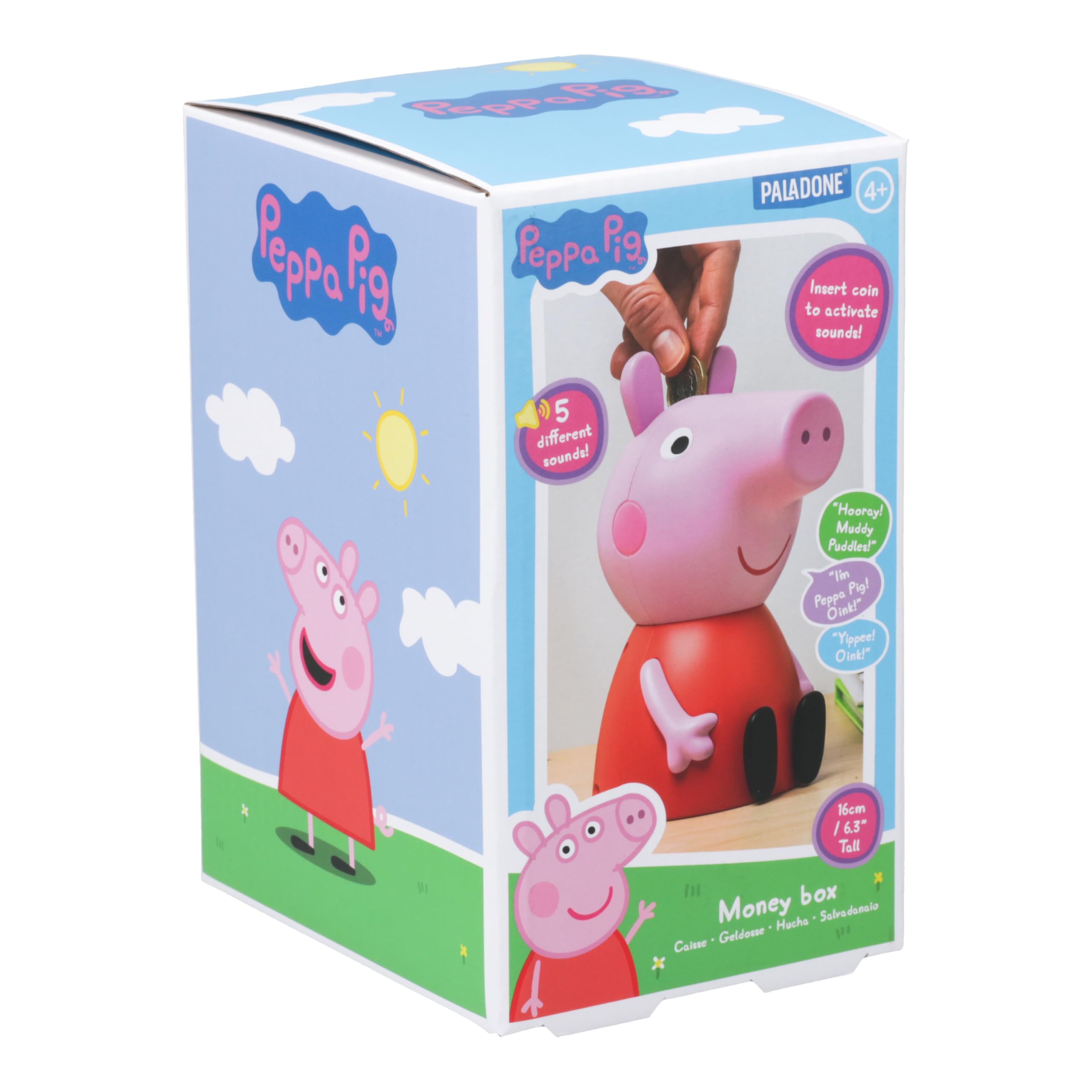 Paladone Peppa Pig Figure Shaped Money Box | Officially Licensed Sounds | Pink Plastic | 16.5cm Tall 3