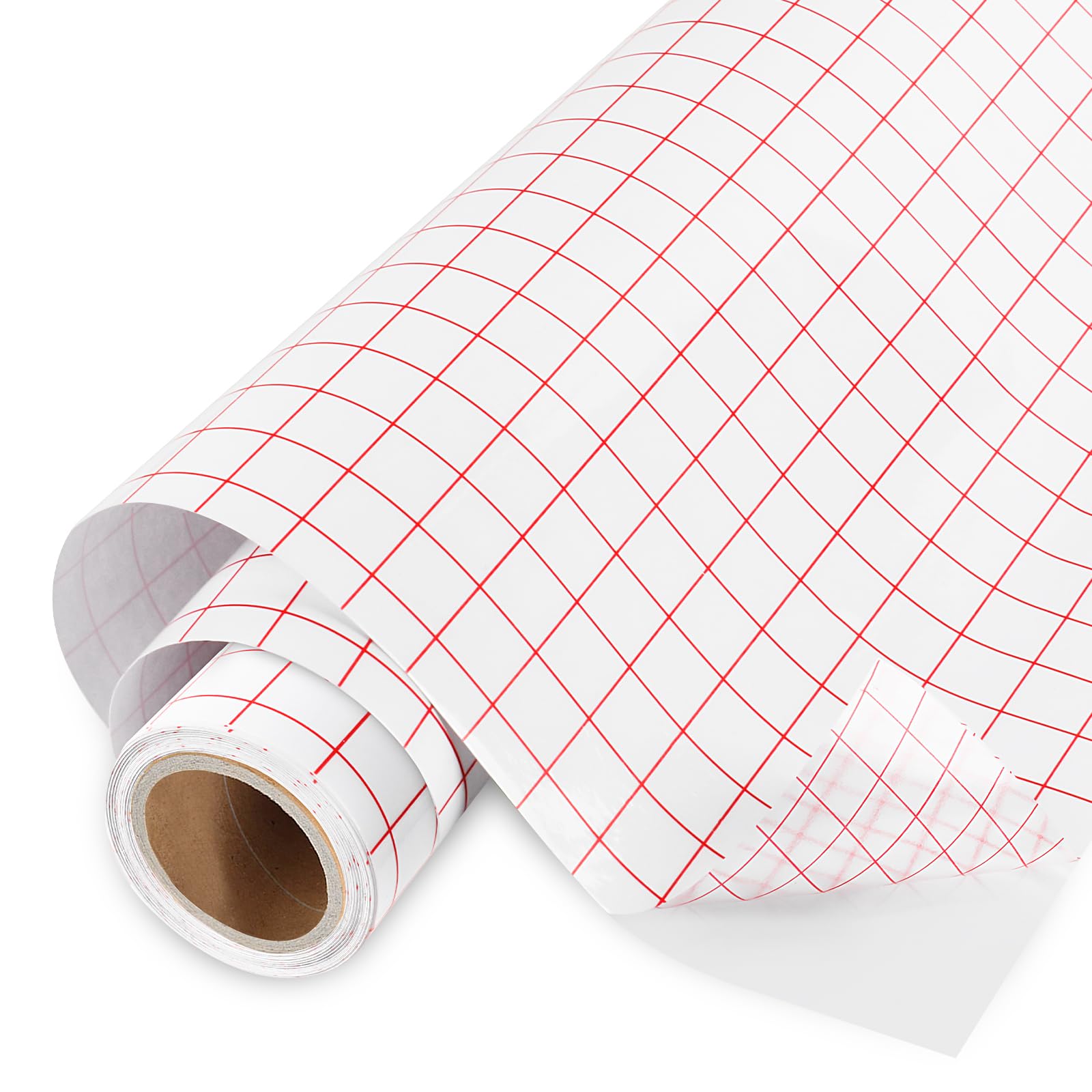 MOXYOY Transfer Tape for Vinyl - Medium Tack | 12' x 10FT Roll | Clear Red Grid 1