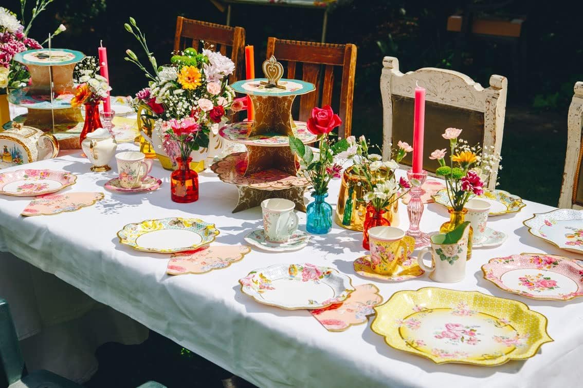 Talking Tables Pack of 24 Vintage Floral Cup & Saucer Set | Paper | 170ml Capacity 4