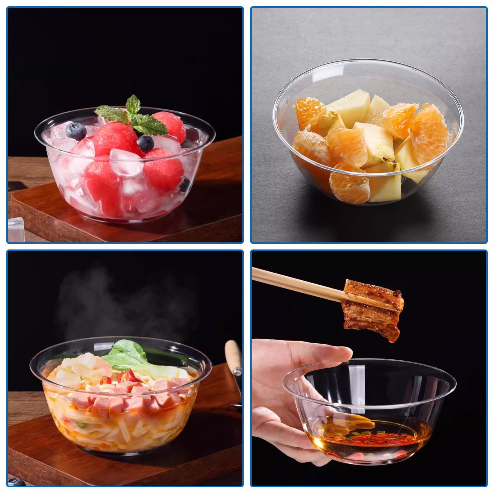 ASelected 50 Pcs Dessert Bowls - 190Ml Clear Hard Plastic | Stackable & Reusable 3