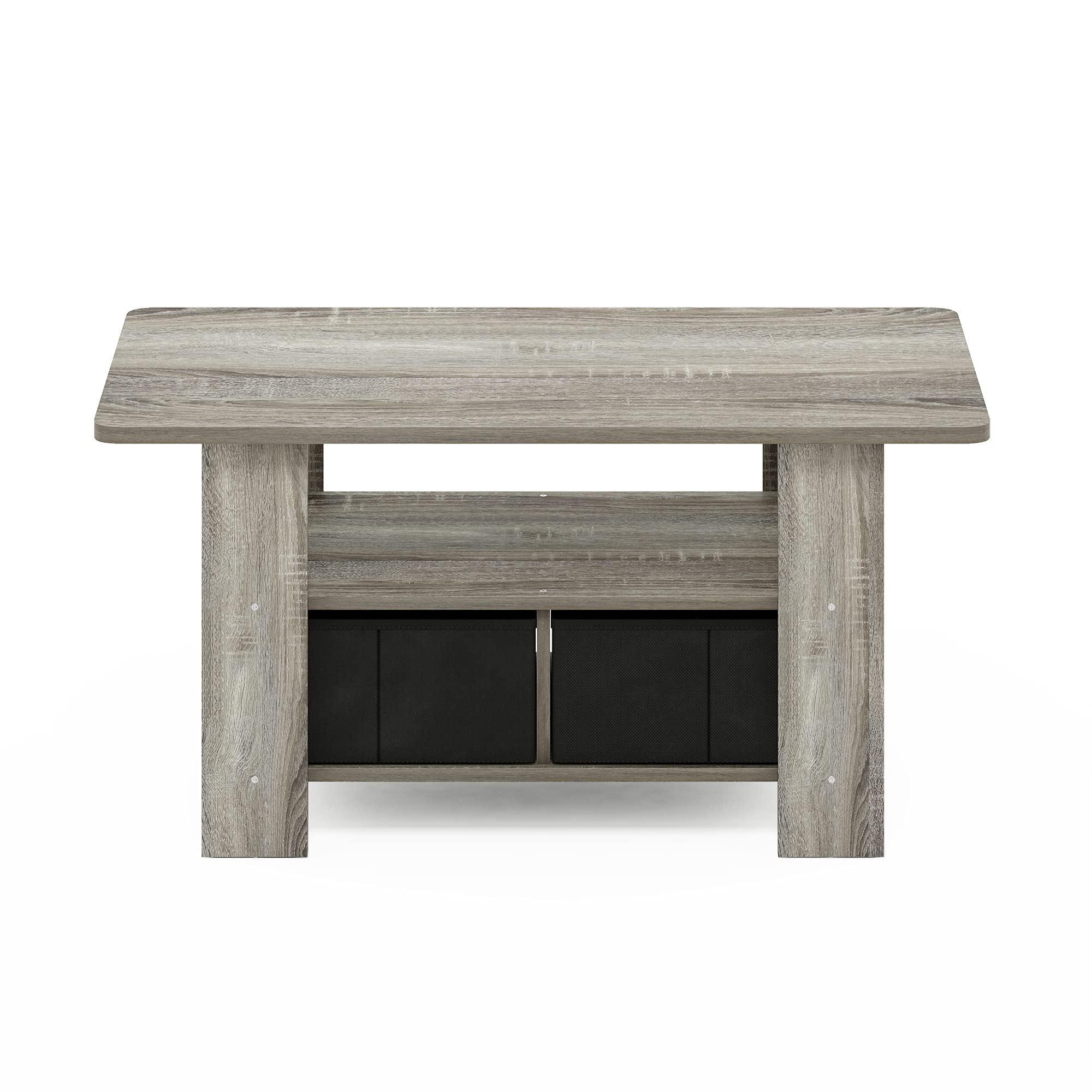 Furinno ANDREY Coffee Table - Compact Storage | French Oak/Black | Engineered Wood 6