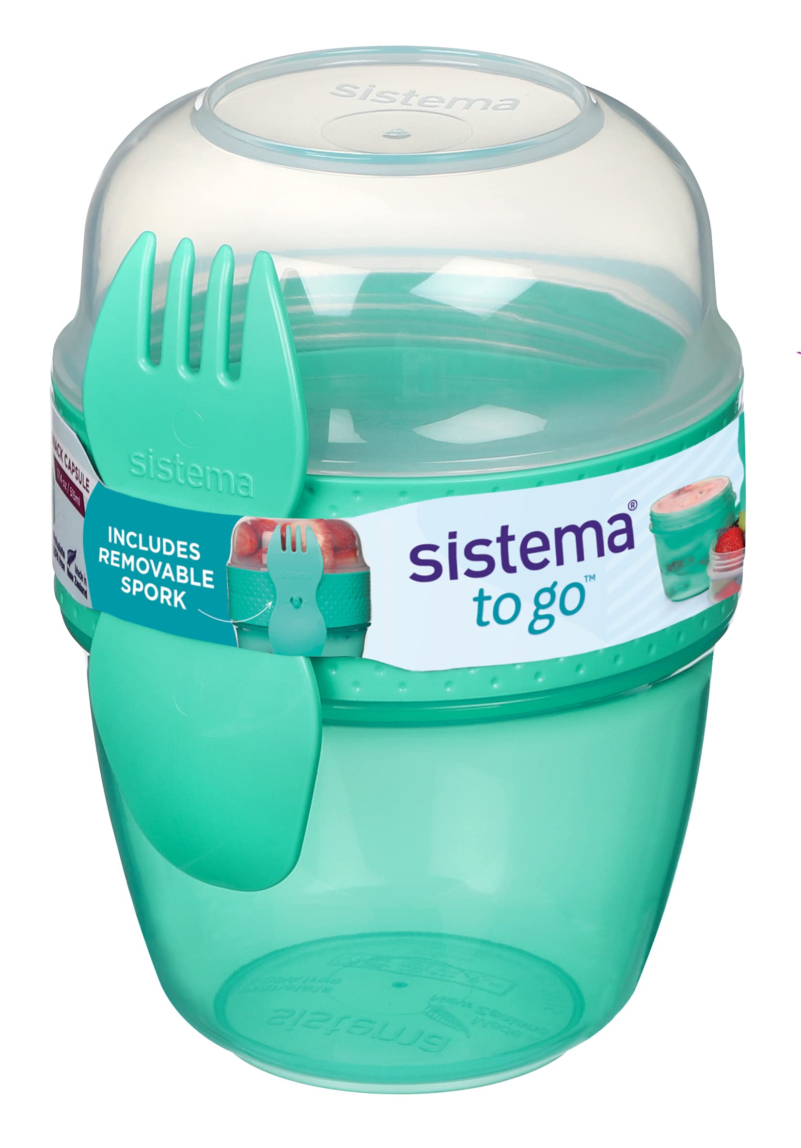 Sistema Snack Capsule To Go - 2 Compartments & Spork | 515 ml | Assorted Colours 1