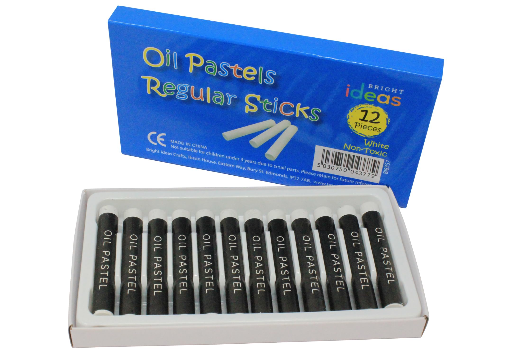 Bright Ideas Regular Oil Pastels - White Color | 12 Pack | Non-Toxic 1