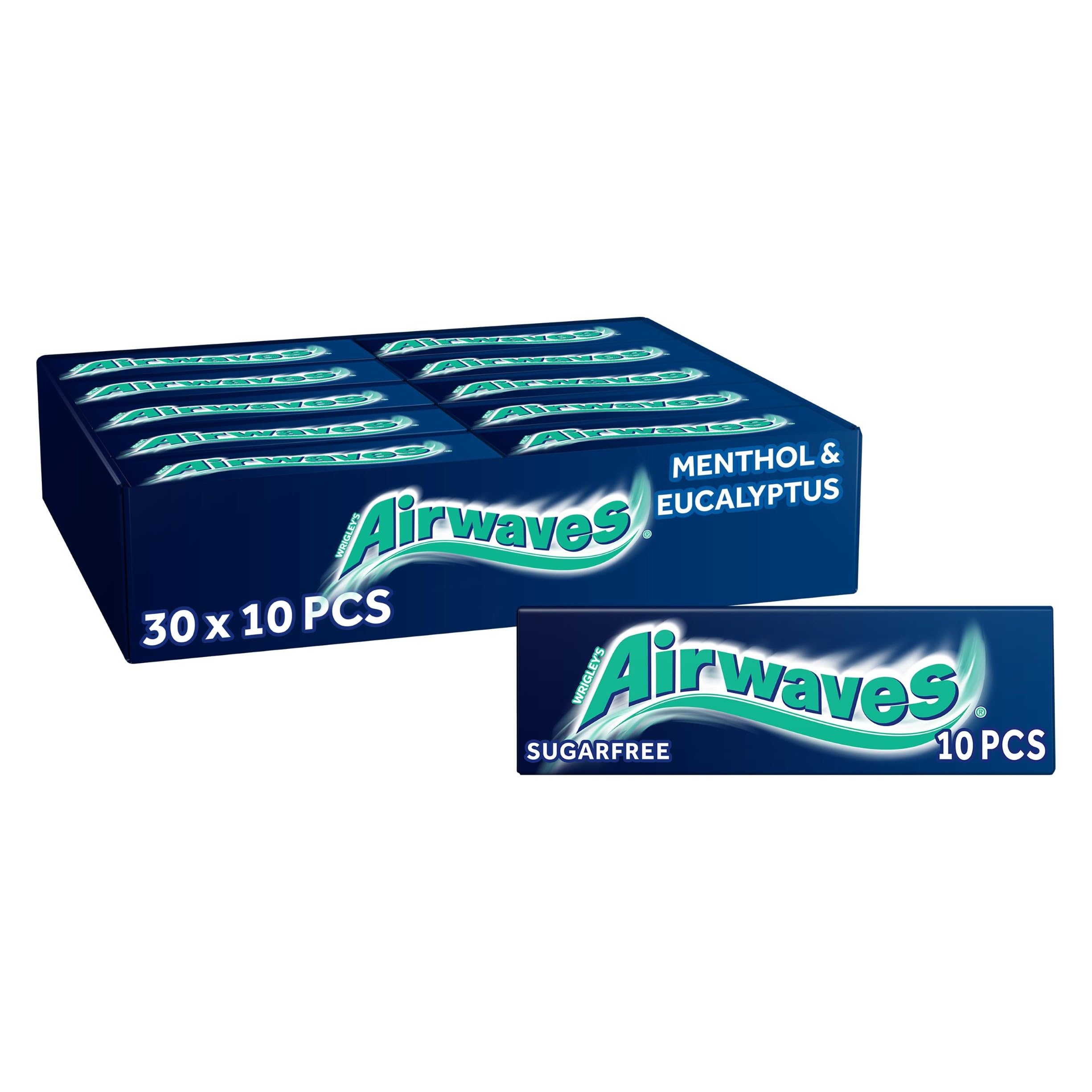Airwaves Chewing Gum Extreme - Sugar Free Menthol & Eucalyptus | 30 Packs of 10 Pieces (300 Total)