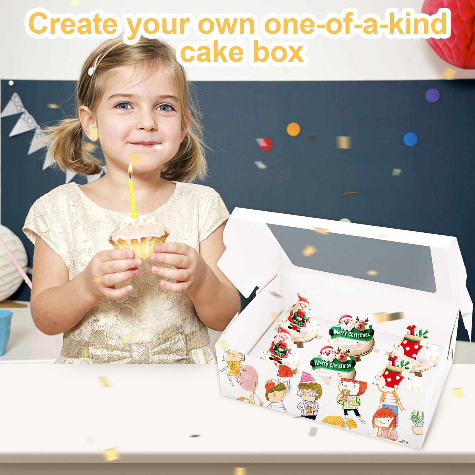ASelected 10 Pcs 6 Hole Cupcake Boxes with Windows | White Cardboard Carrier | 15.5cm x 6cm x 24cm 4