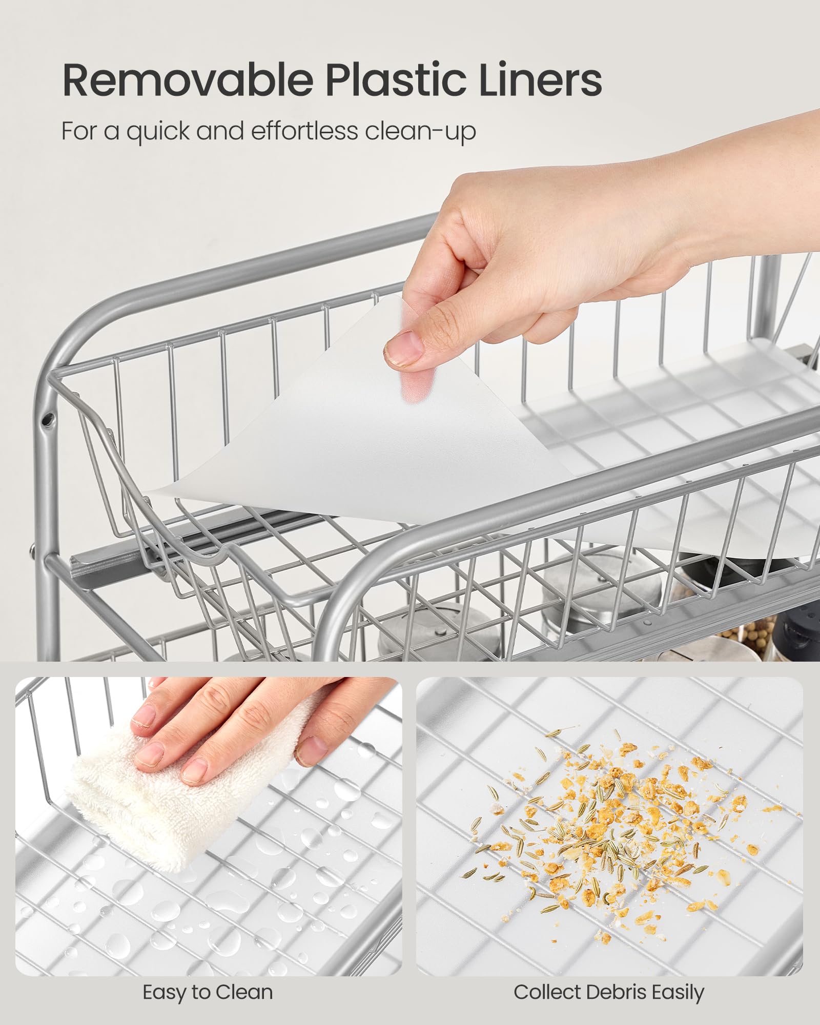 SONGMICS Set of 2 Under Sink Storage Organisers - 2-Tier, Adjustable, Rust-Resistant Steel 6