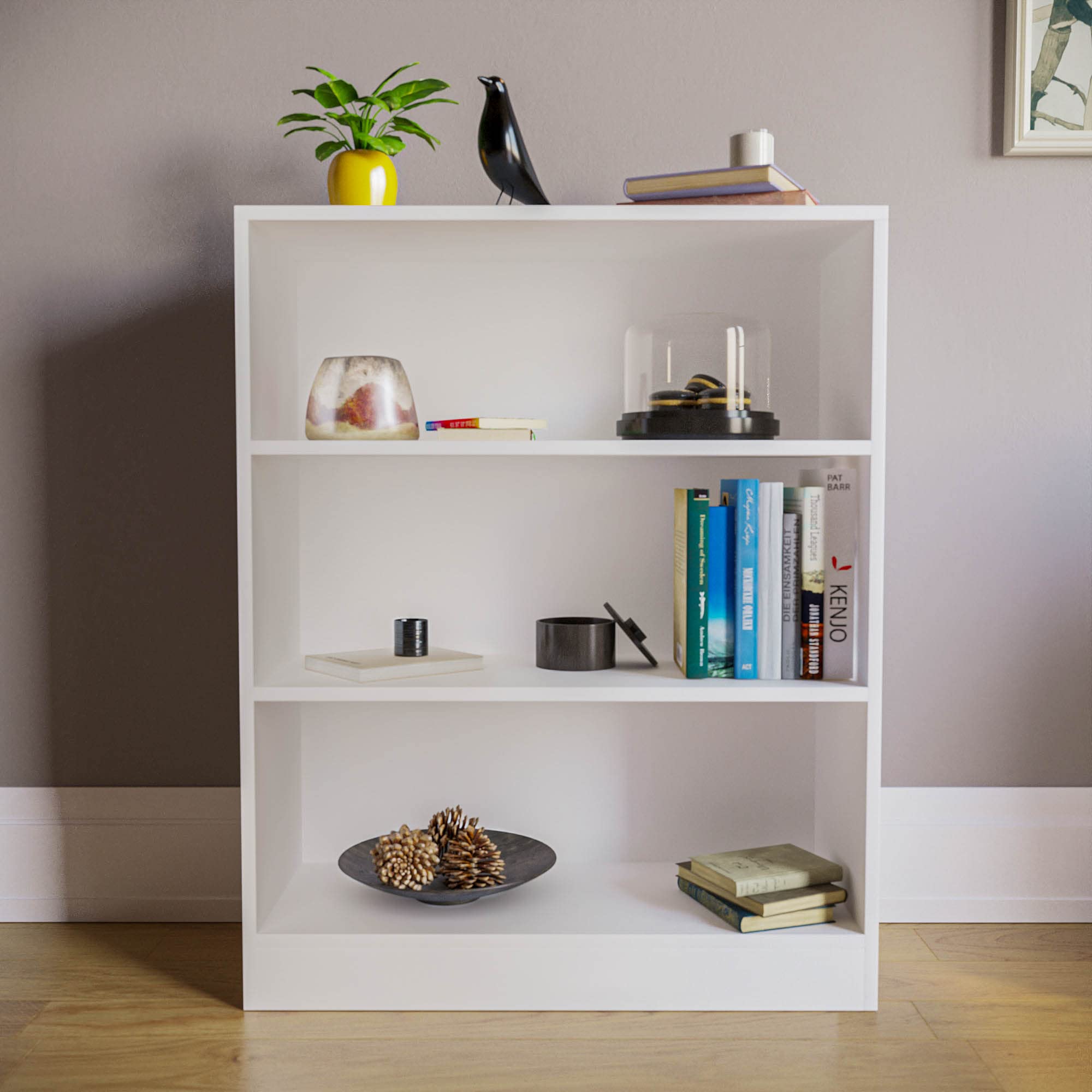 Vida Designs Cambridge Low Bookcase - 3 Tier Storage | White Finish | H 75 x W 60 cm 2